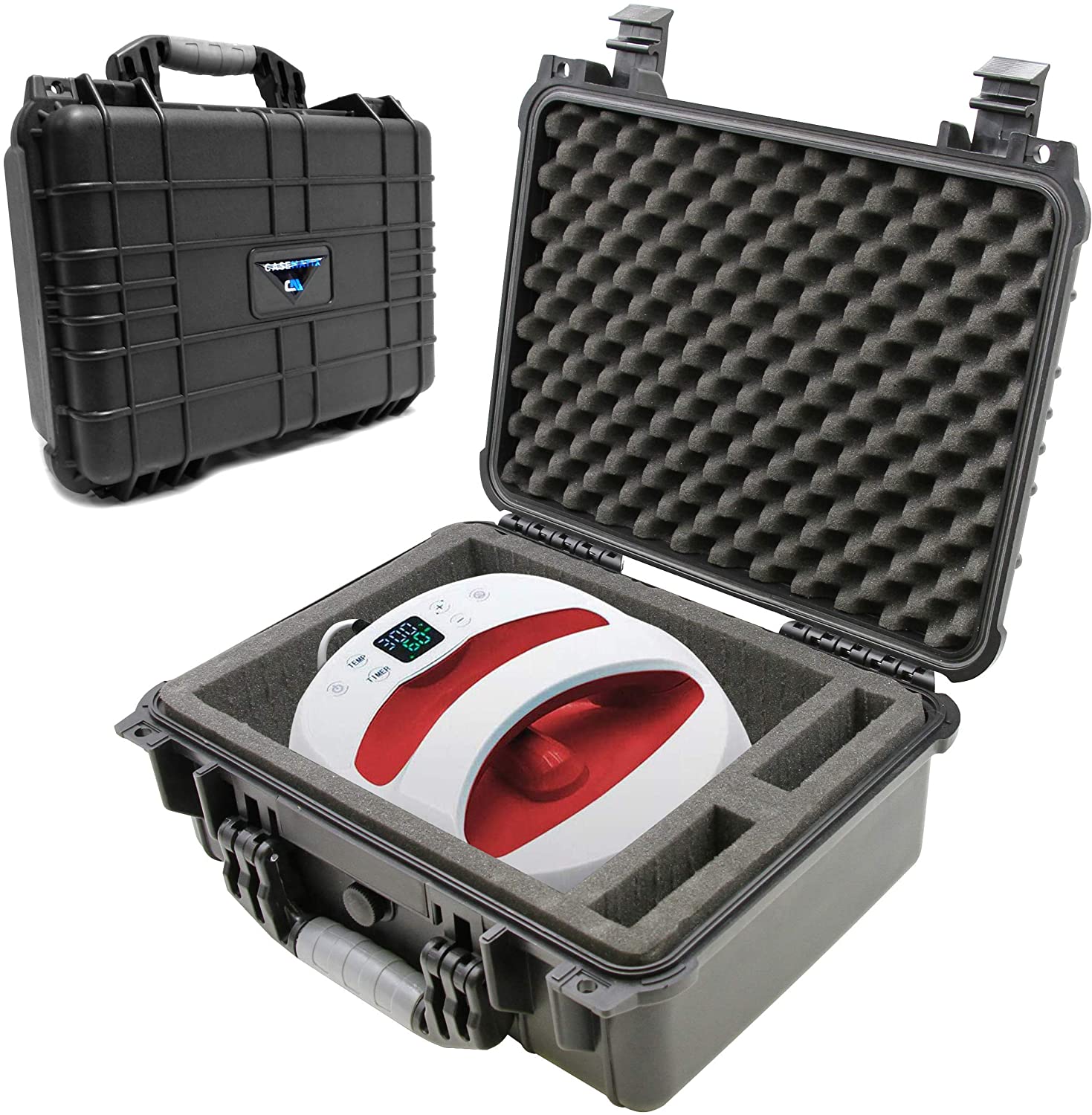 CASEMATIX Travel Case for Portable T-Shirt Press Machine - Customizable Interior Fits Cricut EasyPress 2 (9x9 & 6x7) & VEVOR Heat Press | Protective Storage for DIY Shirt Printing & Crafting Supplies