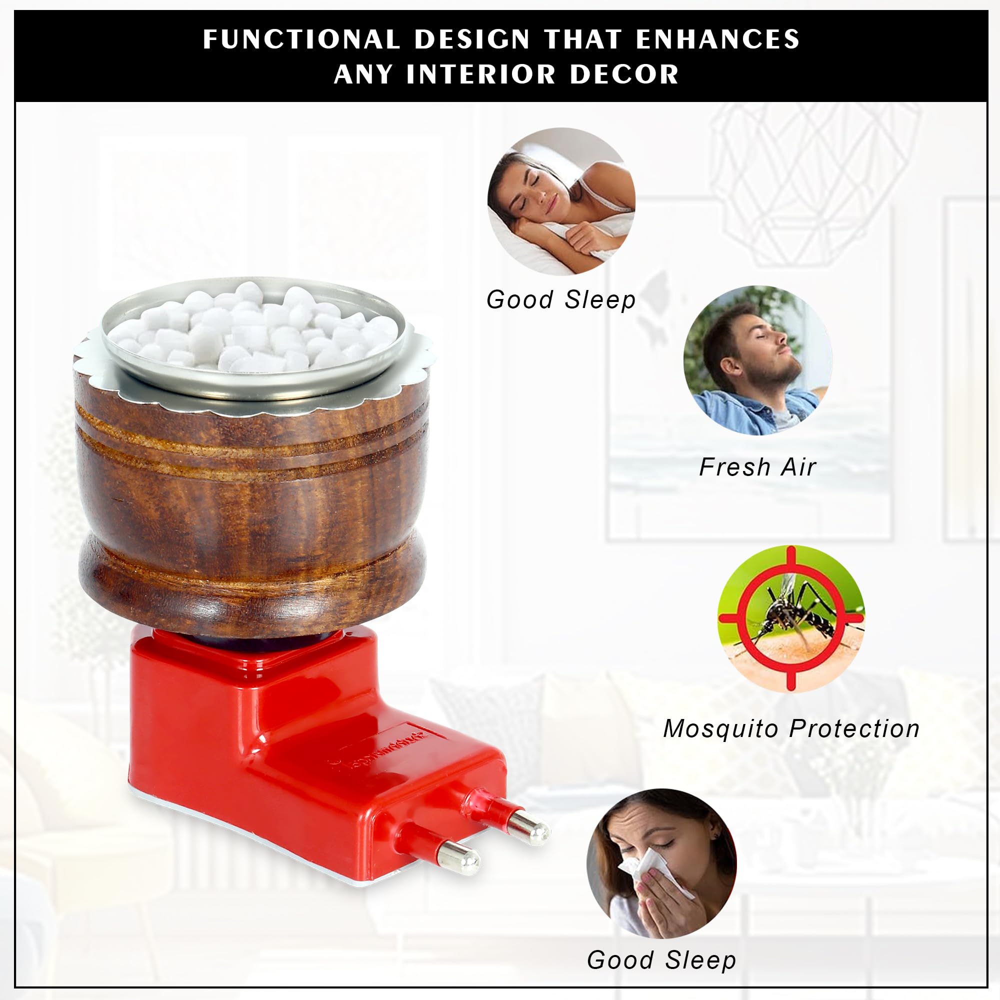 GLUN® Camphor & Aroma Essential Oil Burner - Premium Aromatherapy Diffuser with Red LED Light for Home, Yoga, Meditation & Relaxation - Pack of 1