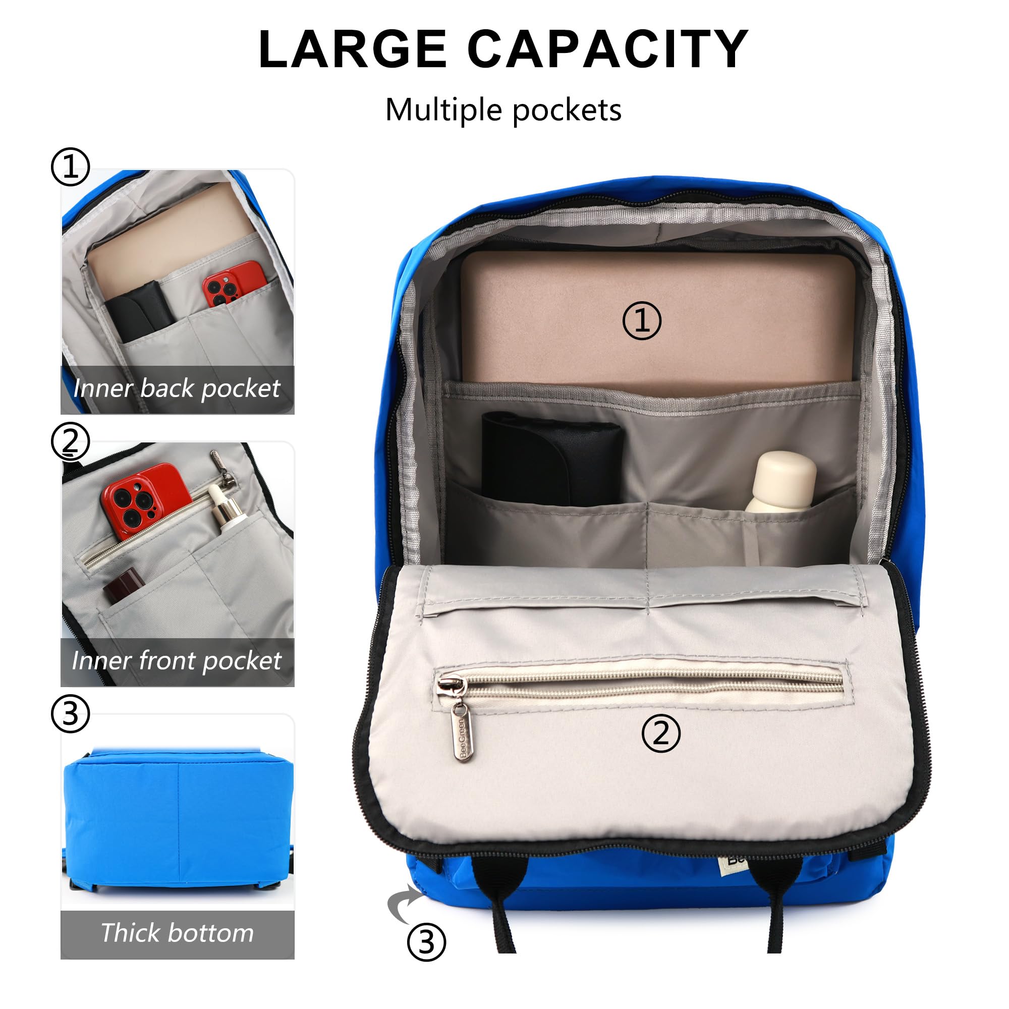 BeeGreen Waterproof Travel Backpack for Women & Men - Flight Approved Carry On Backpack for Hiking, Gym, Commuting, Business & Weekender Trips - Ideal for Teachers, Doctors & Nurses (Yellow)