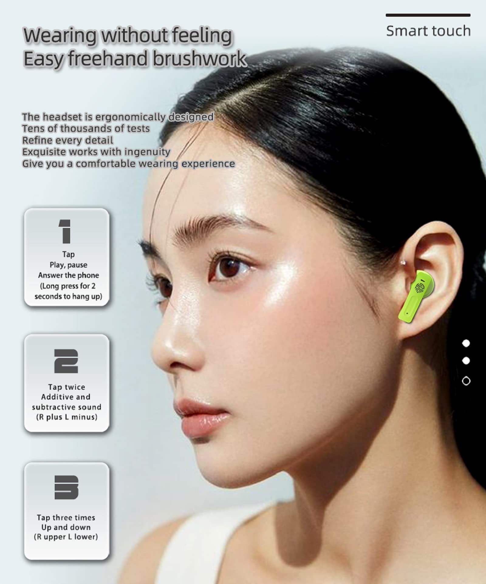 Wireless Earbuds Bluetooth 5.3 - True Wireless In-Ear Headphones for iPhone & Android, Transparent Green TWS Earbuds with Noise Cancellation | Perfect for Gym, Running, Travel & Work Calls