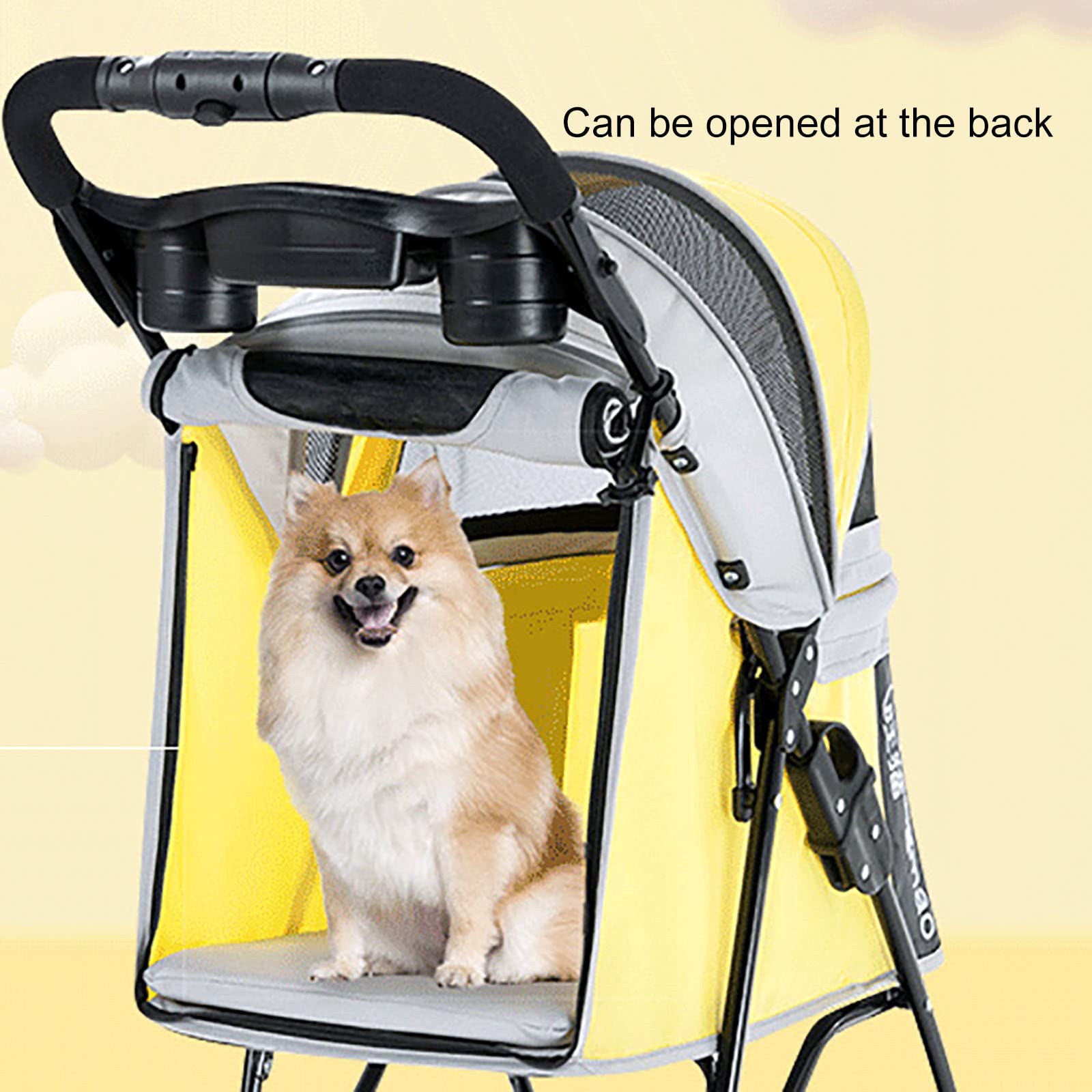 Foldable 4-Wheel Pet Stroller for Dogs & Cats - Weatherproof Carrier with Storage Basket & Brake System | Perfect for Outdoor Walks, Vet Visits & Travel Adventures