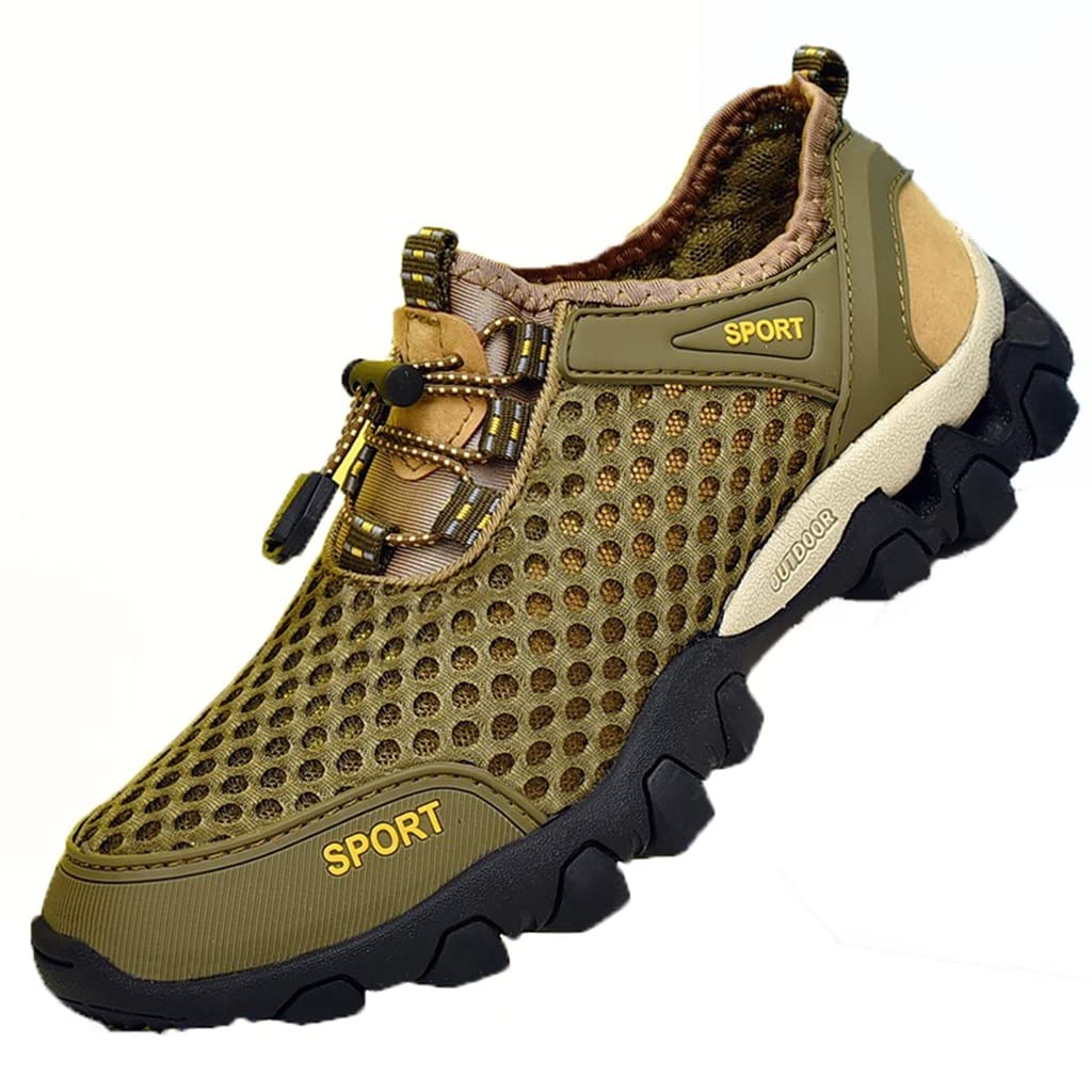 XyyrYS Men's & Women's Water Shoes - Barefoot Beach Swim Shoes for Yoga, Quick-Drying Lightweight Fitness Trainers - Indoor & Outdoor Use (Brown, Size 43) - Perfect for Beach, Pool, Gym & Water Sports