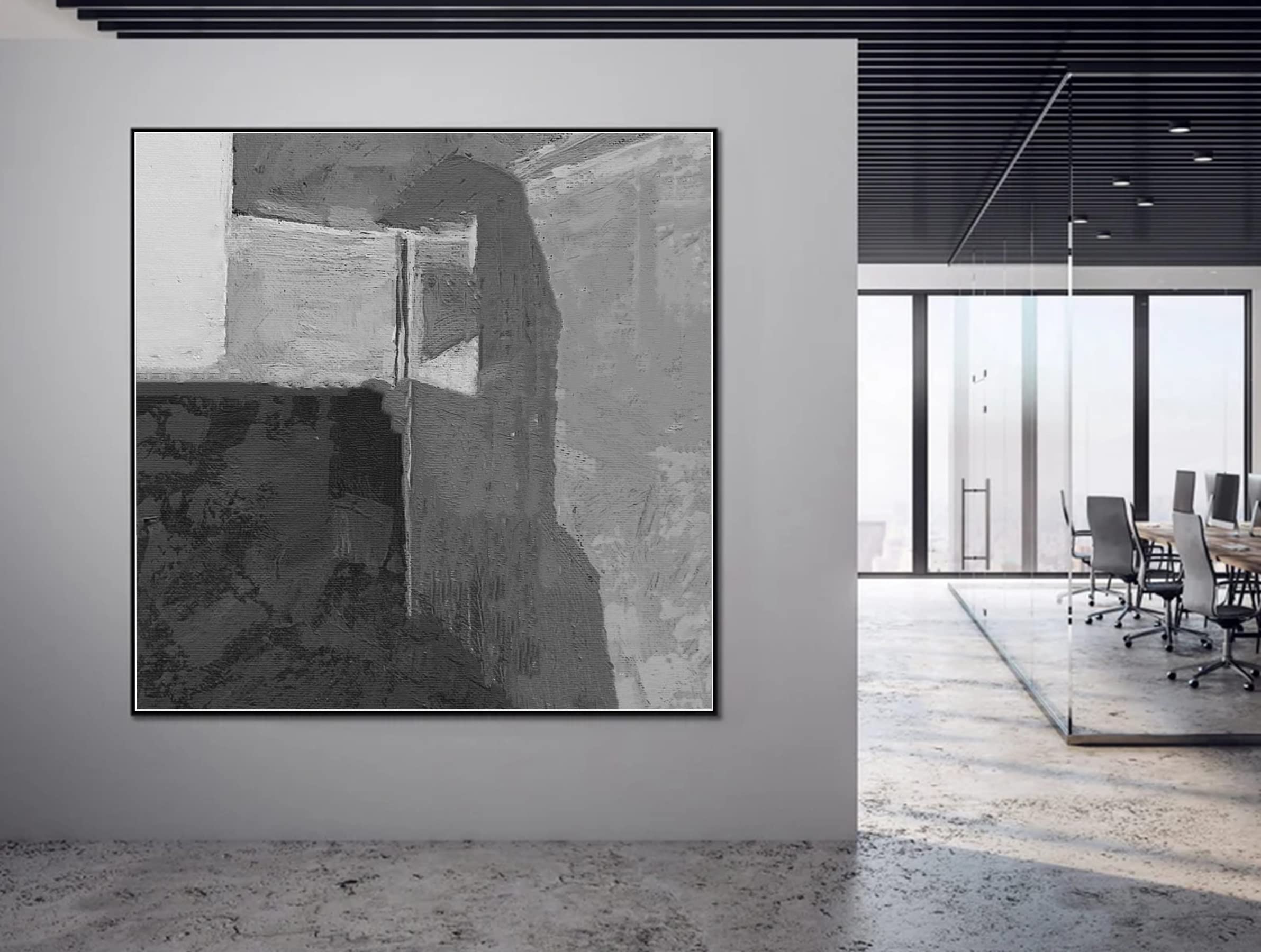 Large Abstract Black and White Canvas Art Painting - Original Acrylic Textured Wall Art for Living Room, Bedroom & Office Decor