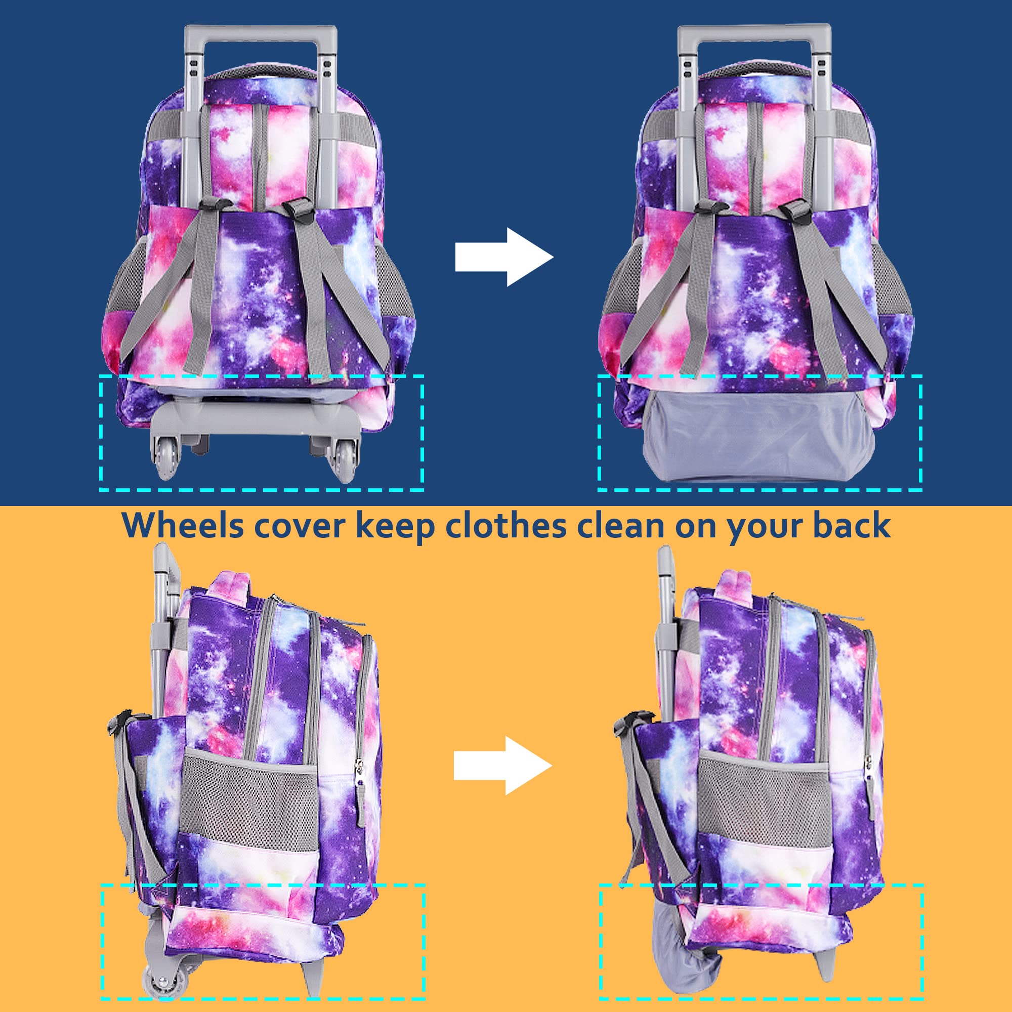 Seastig 18 Inch Rolling Backpack for Kids - Wheeled School Backpack with Double Handle & Wheels - Perfect for School, Travel, and Daily Commute