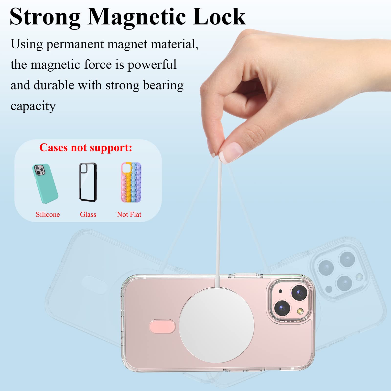 Universal MagSafe Ring (2-Pack) - Magnetic Sticker Adapter Compatible with iPhone 16/15/14/13/12/11 Pro Max/Mini & Galaxy S25/S24/S23 - Pink | Wireless Charging Accessory for Magsafe Cases & Phones | Perfect for Home, Office & Travel Use