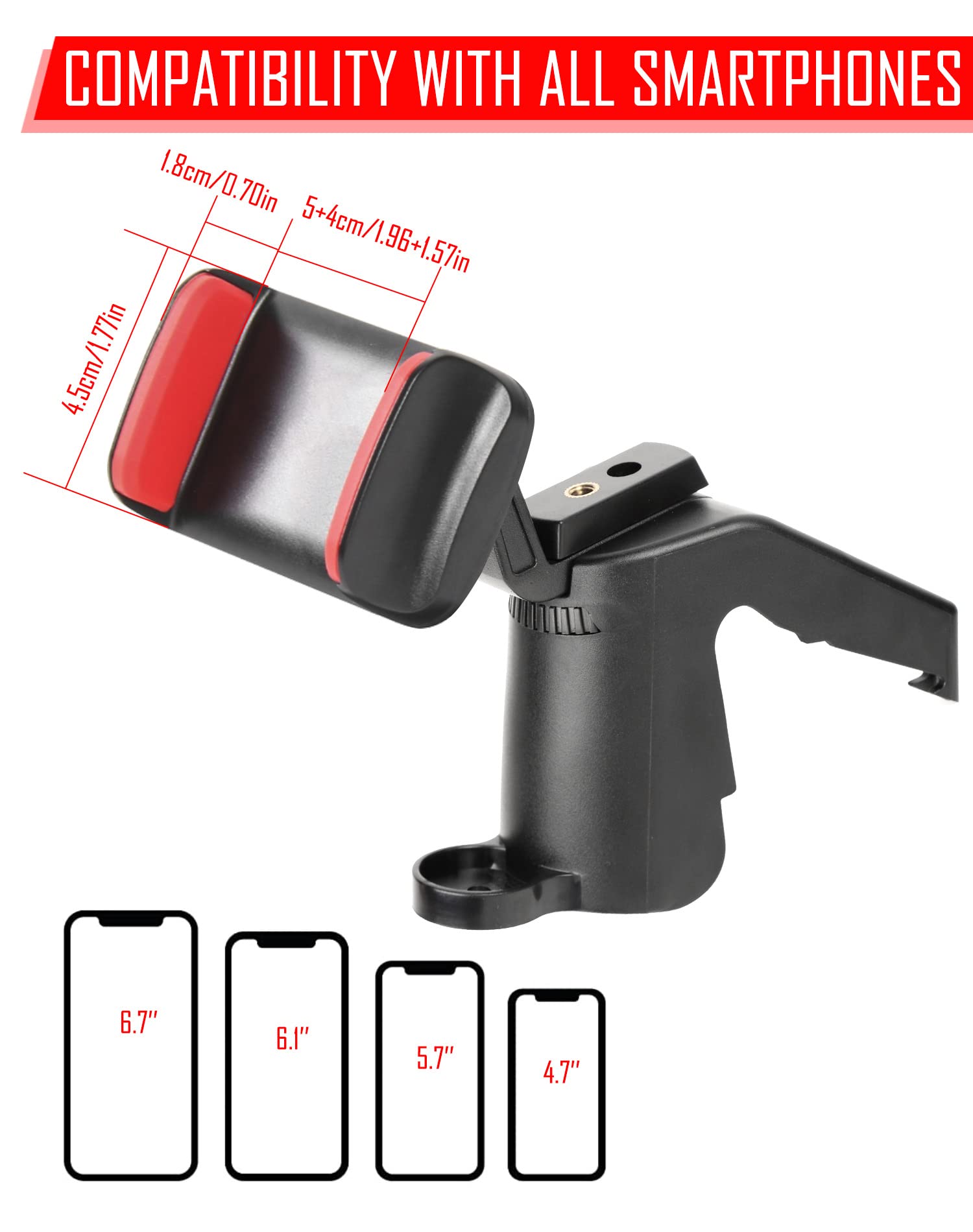 JeCar JK Phone Holder Upgrade - Universal Dash Cellphone Mount Car Accessories for Jeep Wrangler JK JKU 2011-2018 | Secure & Adjustable | Perfect for GPS Navigation, Hands-Free Calling & Road Trips (Black)