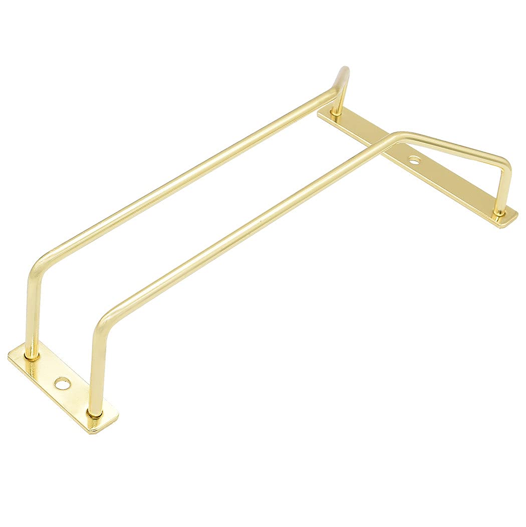 8.8-Inch Under Cabinet Wine Glass Holder - Stainless Steel Stemware Rack for Kitchen, Bar & Dining Room - Gold Hanging Wine Glass Organizer (Set of 3) - Perfect for Small Spaces & Entertaining Guests