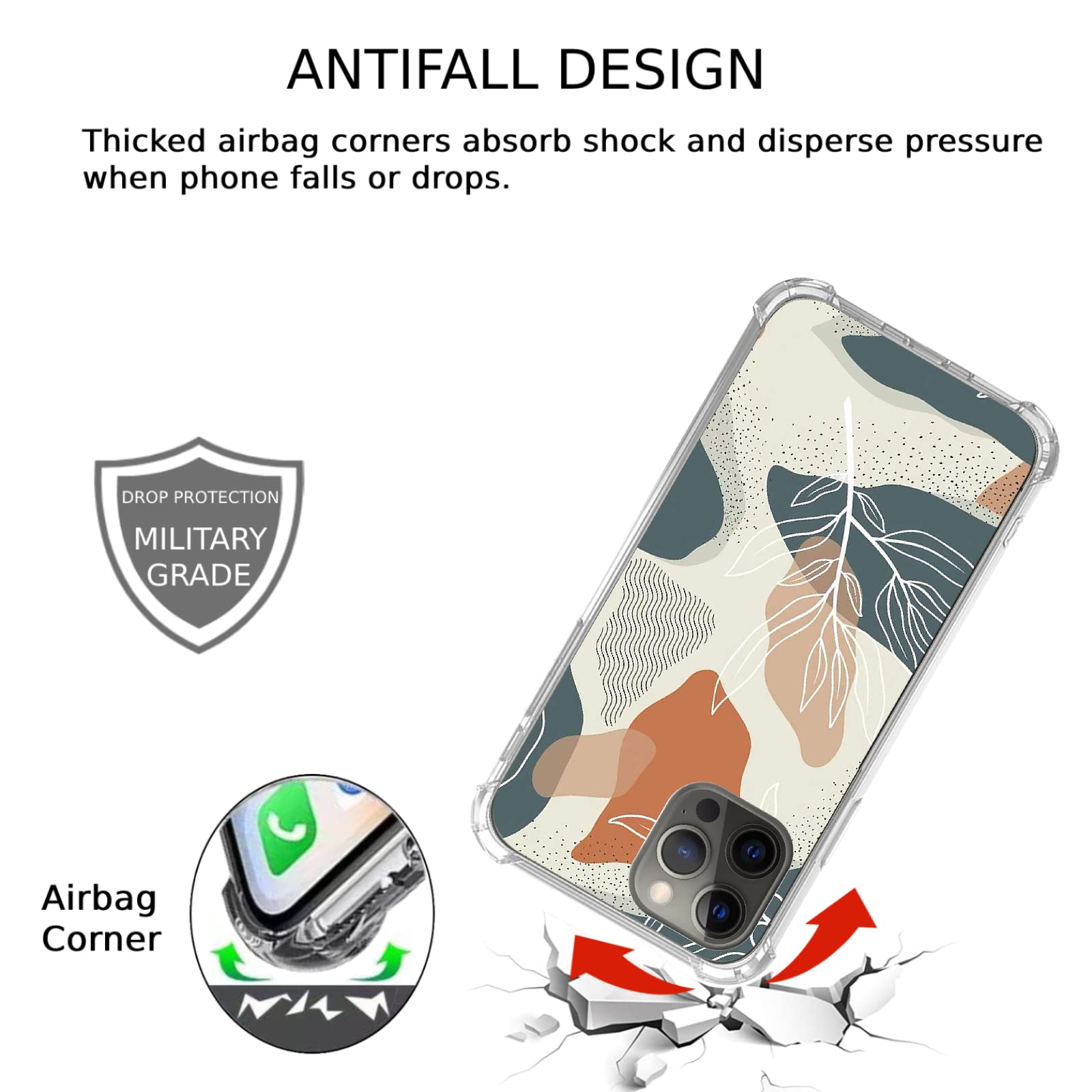 Floral Abstract Art iPhone 12/12 Pro Case - Boho Minimalist Botanical TPU Bumper Cover - Perfect for Everyday Use & Gift Giving