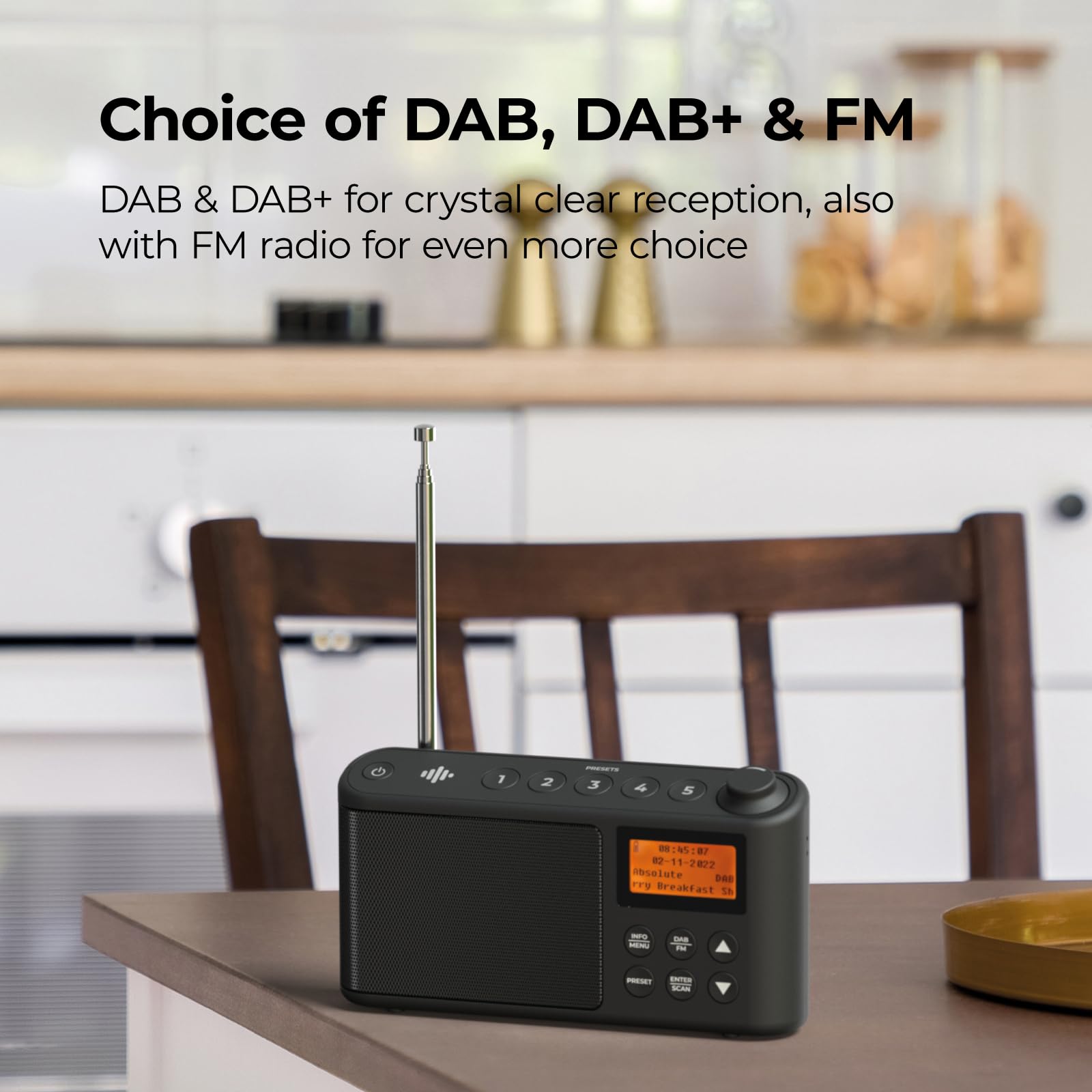 Portable DAB+ Digital Radio with FM, USB Charging & 15-Hour Playback - Compact Travel Radio with Large LCD Display by iBox Spectrum - Perfect for Home, Office, Travel & Outdoor Activities