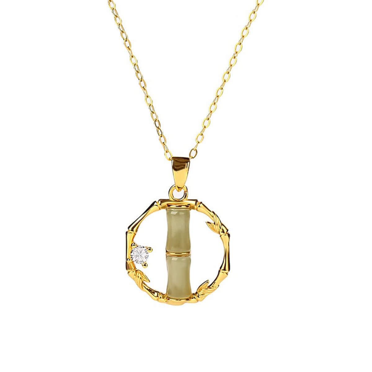 14K Gold Plated Bamboo Pendant Margarita Twist Necklace - Elegant Dainty Jewelry for Women | Perfect for Parties, Date Nights & Everyday Wear | R8266