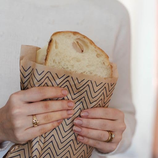 Eco-Friendly Compostable XL Sandwich Bags - 50 Pack | Chevron Design | PFAS & BPA Free | Reusable Food Storage for School Lunches, Picnics & Meal Prep