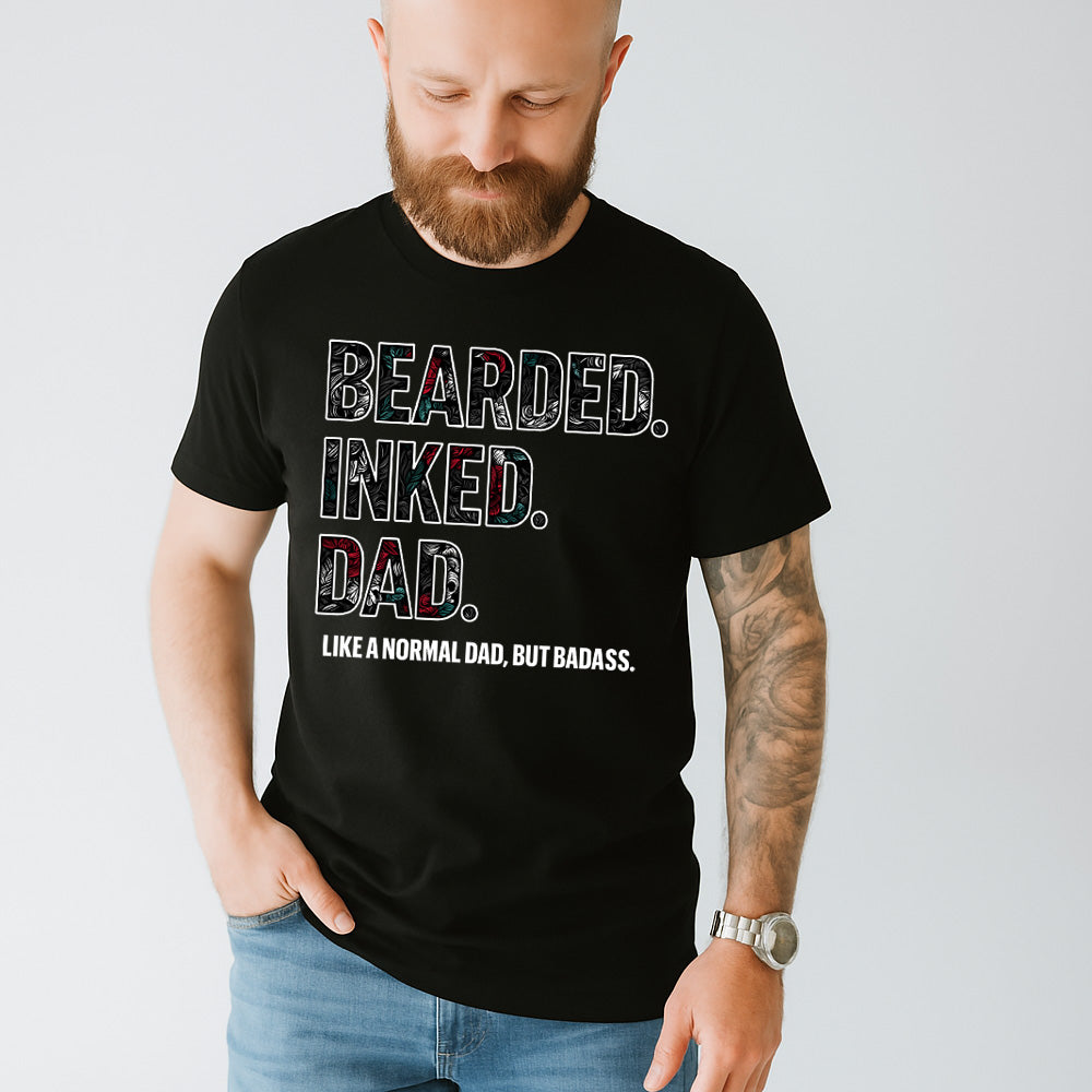 Bearded Inked Dad T-Shirt - Cool Graphic Tee for Fathers - Perfect for Father's Day, Birthday Gifts & Casual Wear