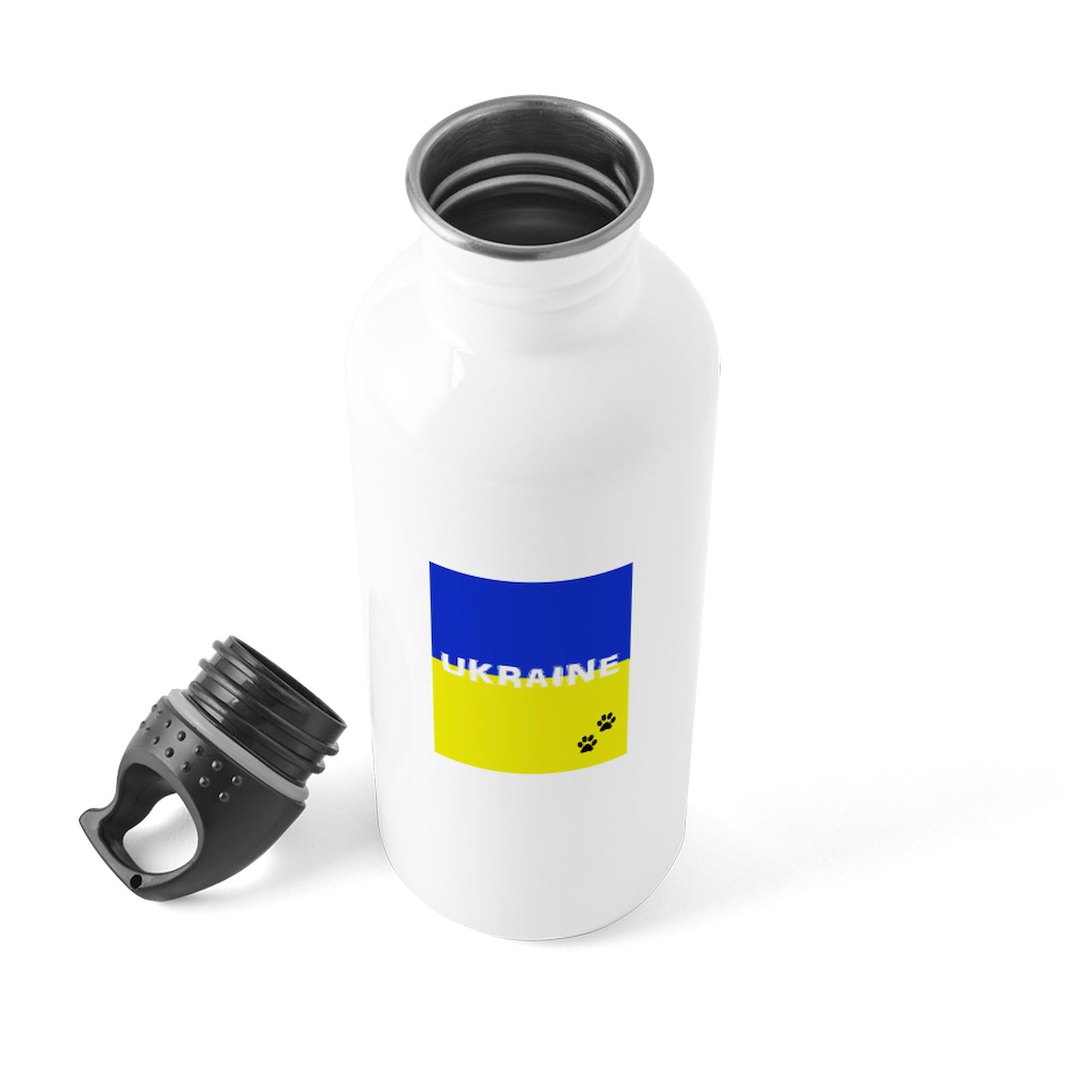 Ukraine Paws 1.0L (34 oz) Stainless Steel Water Bottle - Insulated Leakproof Travel & Gym Bottle for Outdoor Activities