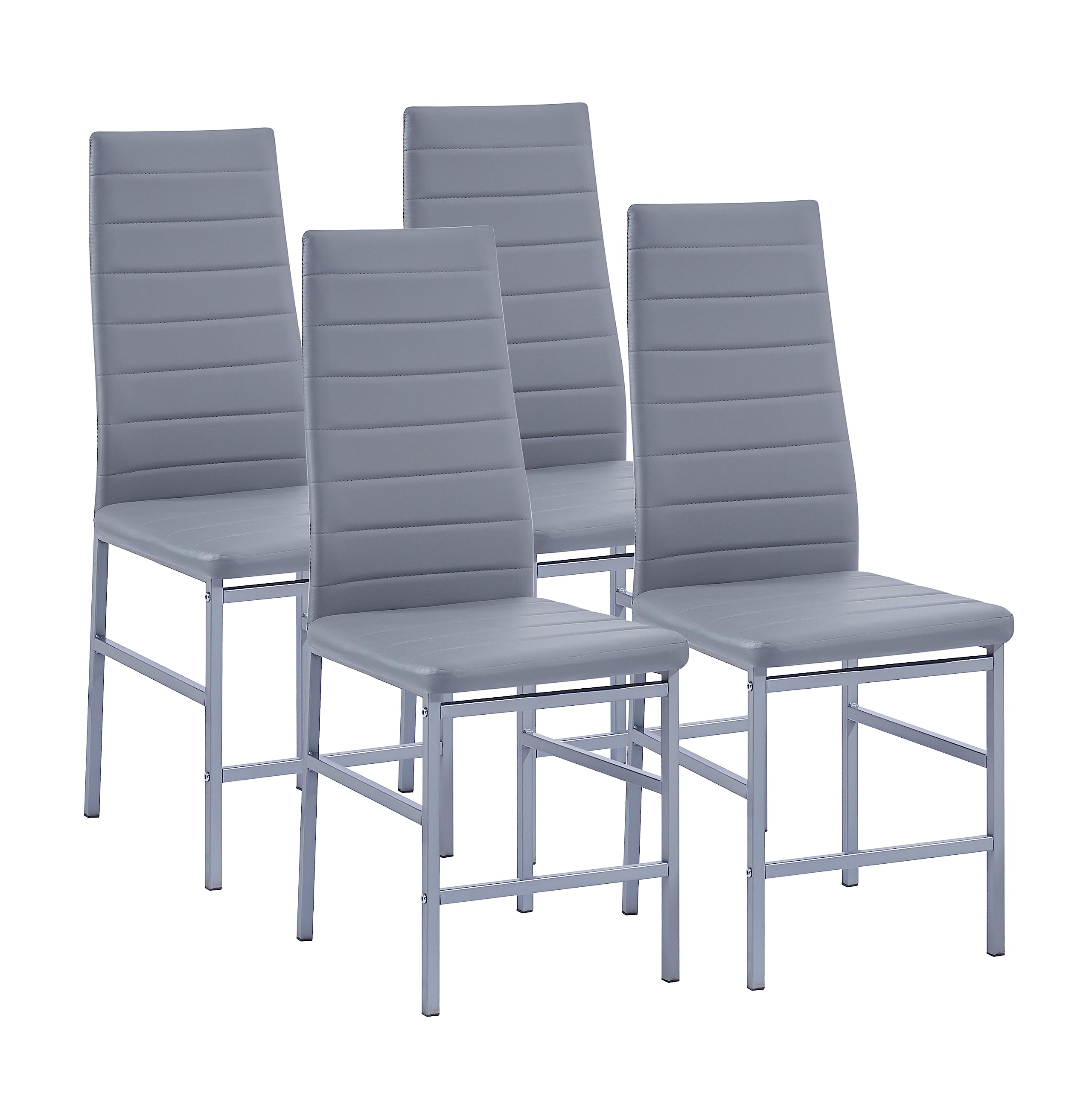 5-Piece Dining Table and Chair Set - Rectangular Glass Table with 4 PU Chairs (Black Table/Gray Chairs) - Perfect for Small Kitchens, Breakfast Nooks & Compact Dining Spaces