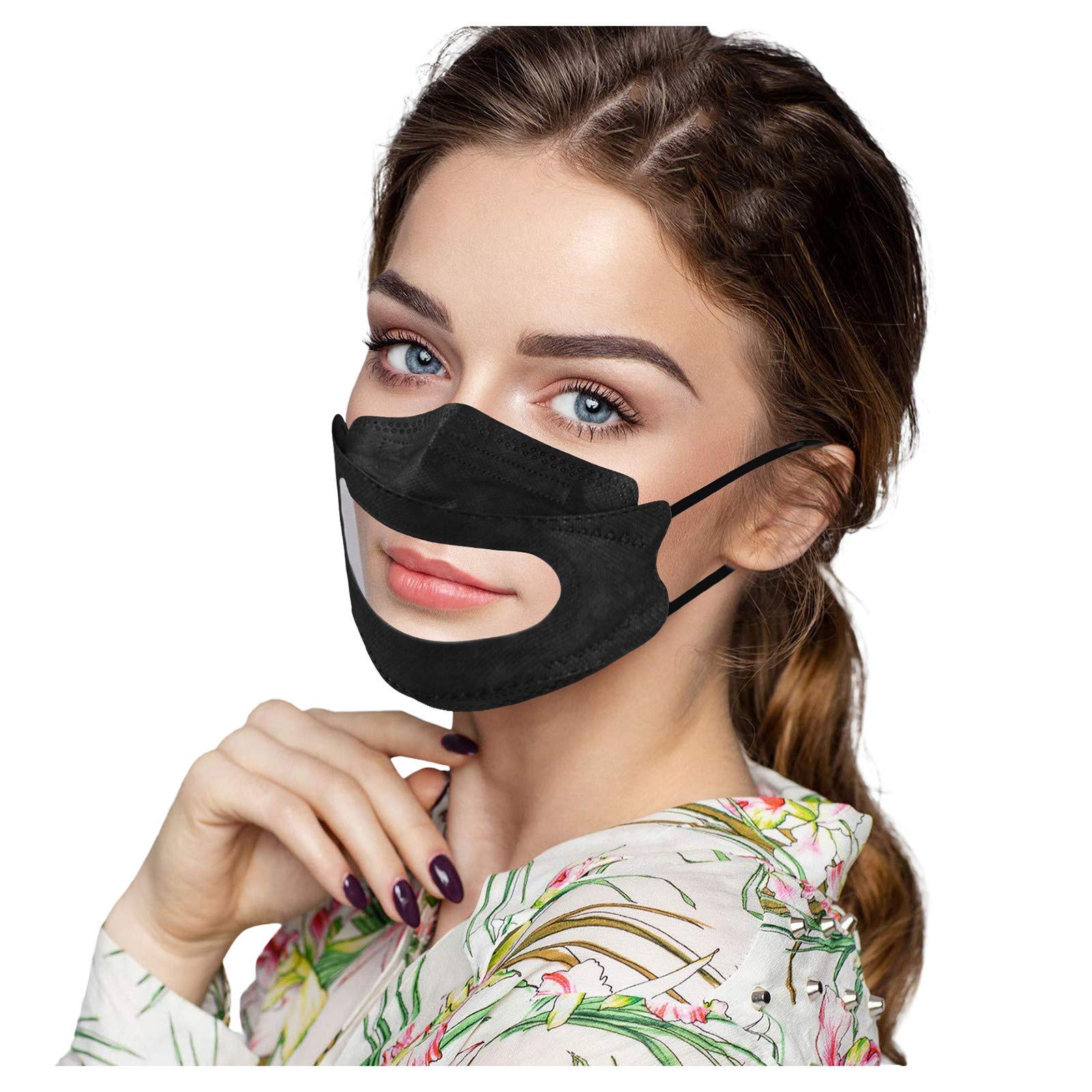 100PC Clear Disposable Face Masks for Adults - Transparent Window Design, Lip Reading Visible, Glasses Friendly - Ideal for Deaf & Hard of Hearing, Teachers, Healthcare Workers & Daily Protection