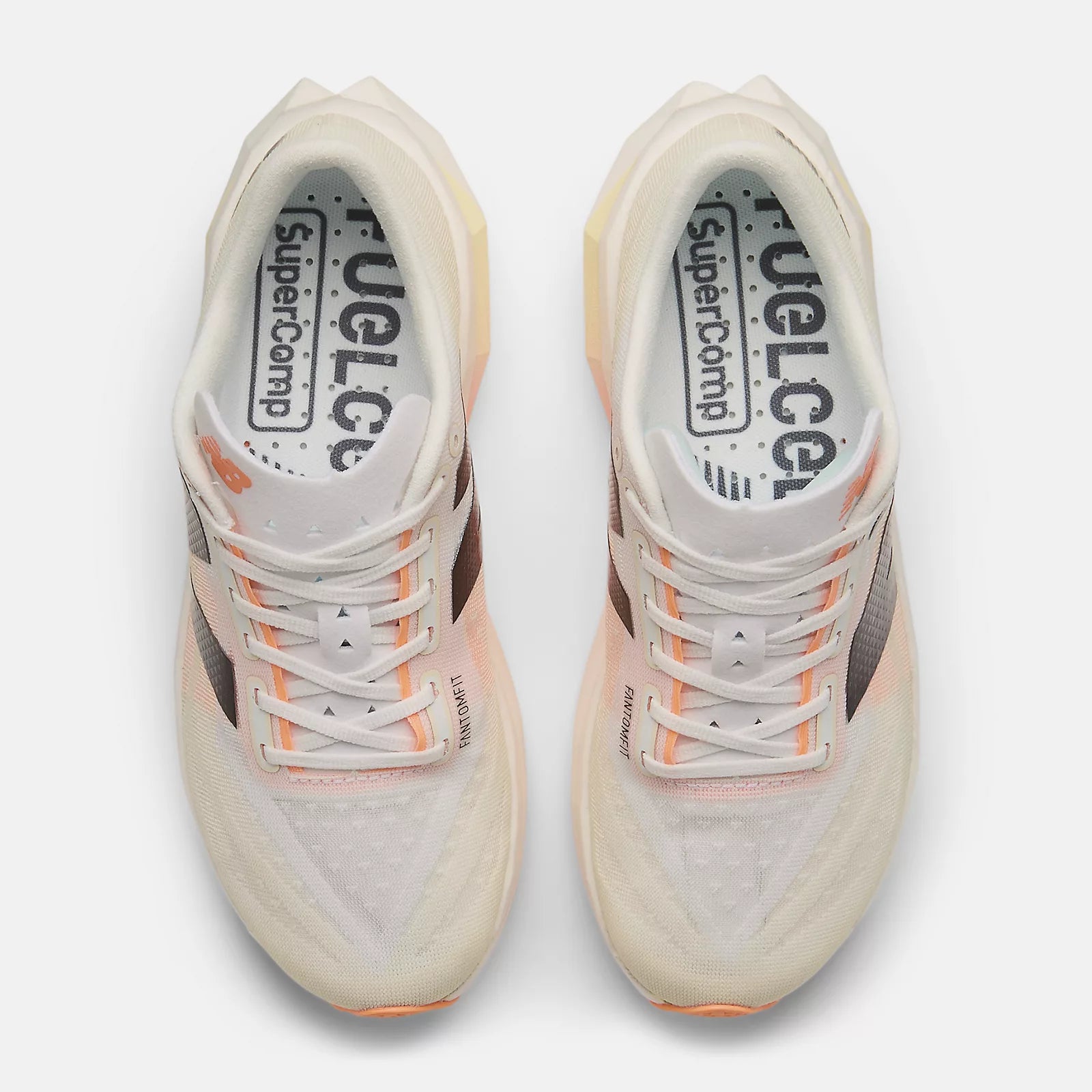 New Balance Women's FuelCell SuperComp Elite v4 Running Shoes - White/Angora/Hot Mango - Lightweight Racing Sneakers for Marathon & Long Distance Training