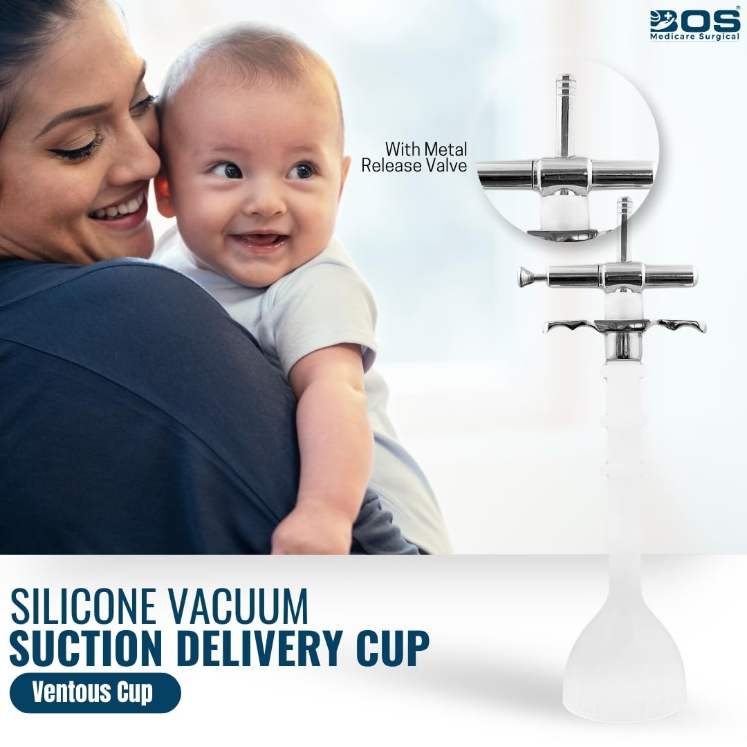 Bos Medicare Surgical Silicone Vacuum Ventouse Suction Delivery Cup - 70mm Large Size for Gynecology & Obstetrics - Ideal for Assisted Vaginal Deliveries & Labor Support