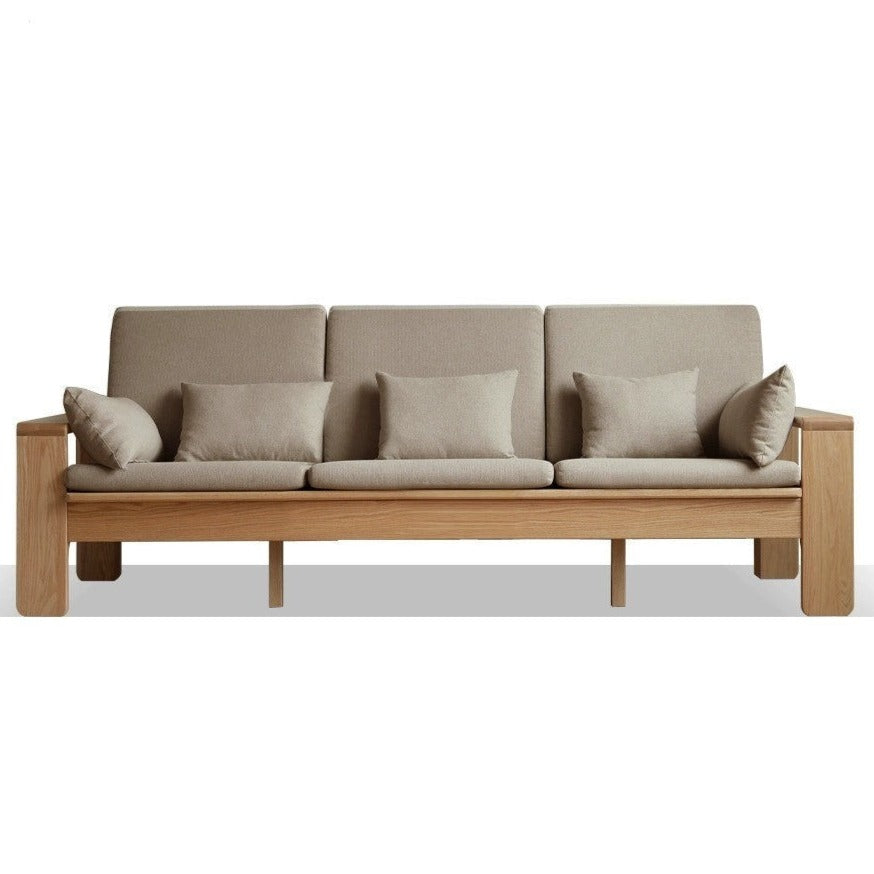 Modern Nordic Fabric Sofa - Solid Oak Wood Frame - Stylish & Durable Living Room Furniture for Small Spaces & Apartments