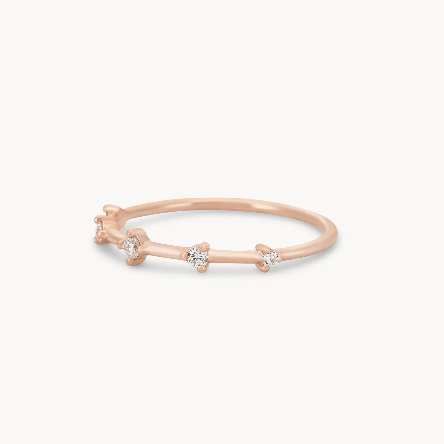 14K Rose Gold White Diamond Stars Align Ring - Elegant Celestial Jewelry for Engagement, Anniversary & Special Occasions