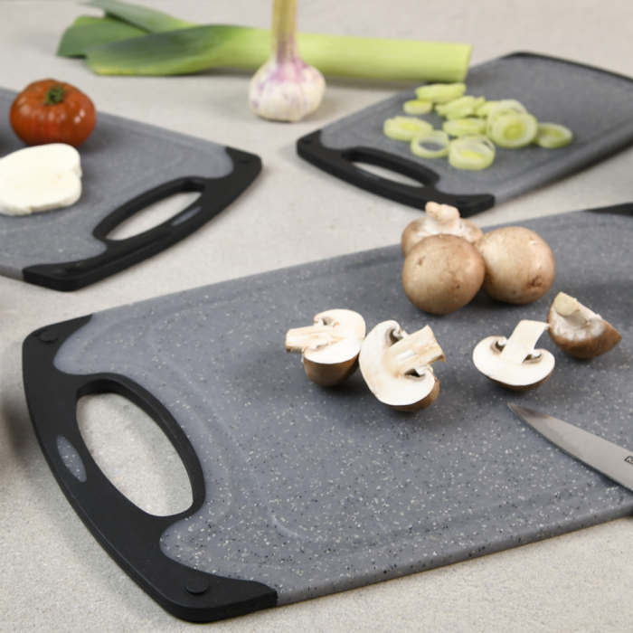 Non-Slip Cutting Board Set of 3 - Premium Bamboo Chopping Boards with Juice Grooves & Easy-Grip Handles for Kitchen Safety - Perfect for Meal Prep, Slicing Vegetables & Meat Cutting