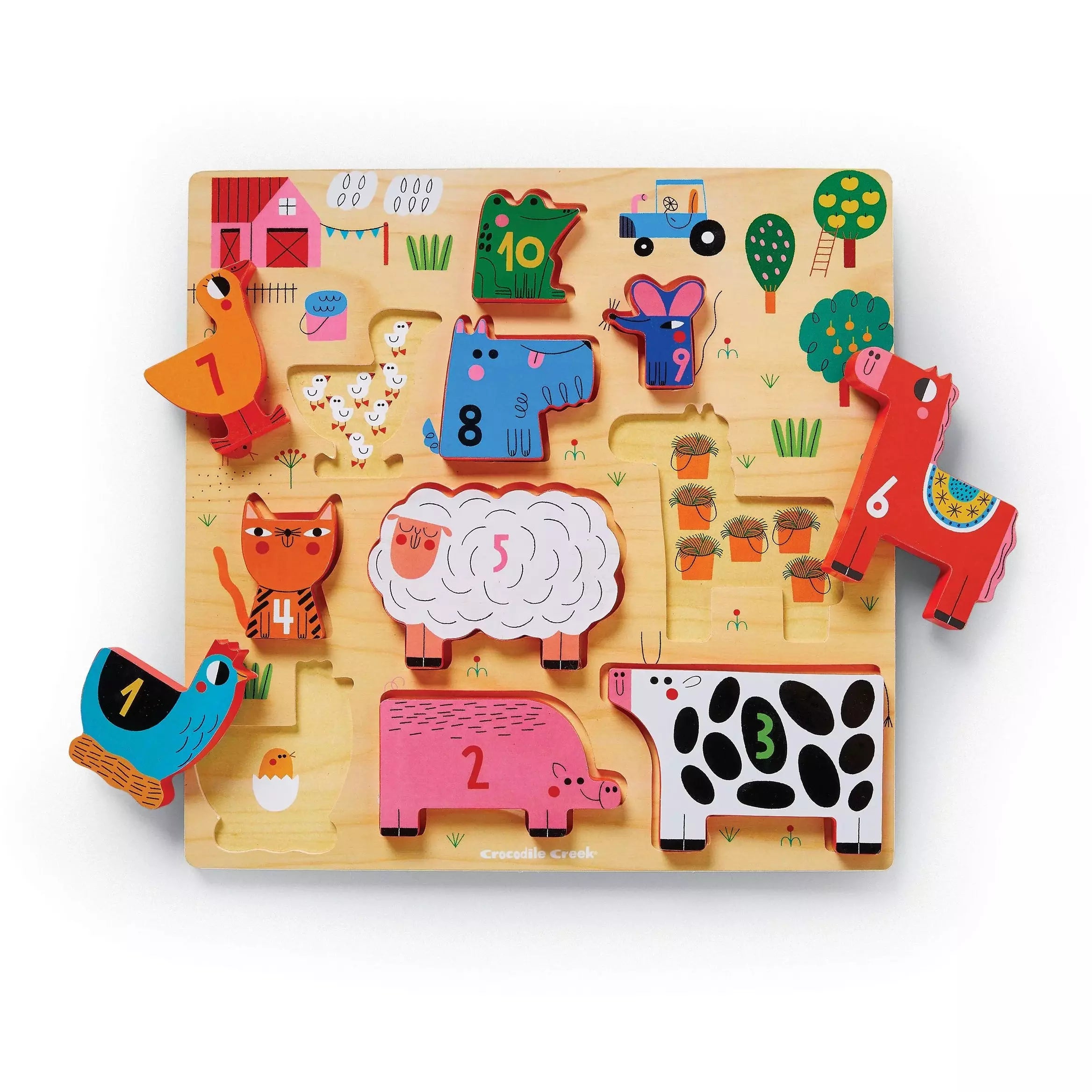10-Piece Stacking Wooden Puzzle for Kids - Farm Animal Barnyard Learning Toy for Toddlers, Educational Montessori Stacking Blocks for Early Childhood Development - Perfect for Playtime, Gifts & Classroom Activities