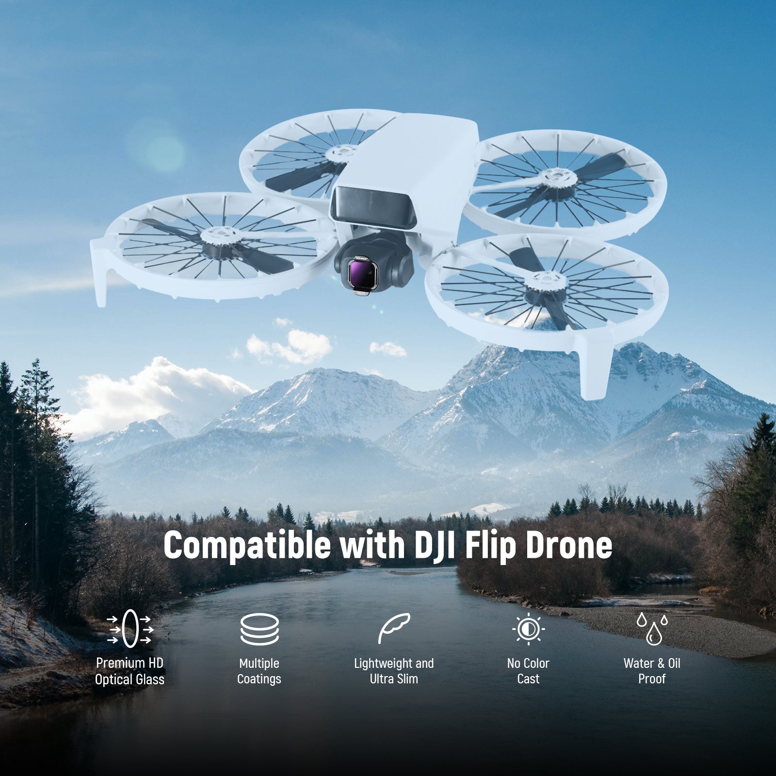 NEEWER FL N33 4-Pack Filter Kit (ND16/ND64/ND256/CPL) Compatible with DJI Flip Drone - Perfect for Aerial Photography, Videography & Cinematic Shots