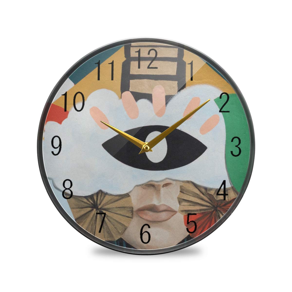 Modern Abstract Round Acrylic Wall Clock - 9.5 Inch Silent Non-Ticking Digital Home Decor for Living Room, Kitchen & Bedroom | Perfect for Contemporary Spaces & Gift Giving
