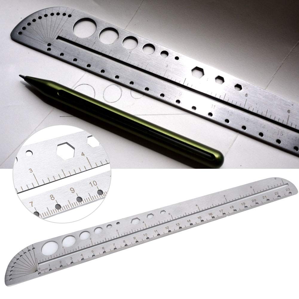 **Stainless Steel Multifunctional Scale Ruler - 12-Inch Straight Edge with Compass, Protractor & Hex Socket - Precision Measuring Tool for Designers, Engineers & DIY Craftsmen - Perfect for Drafting, Woodworking & Technical Drawing**