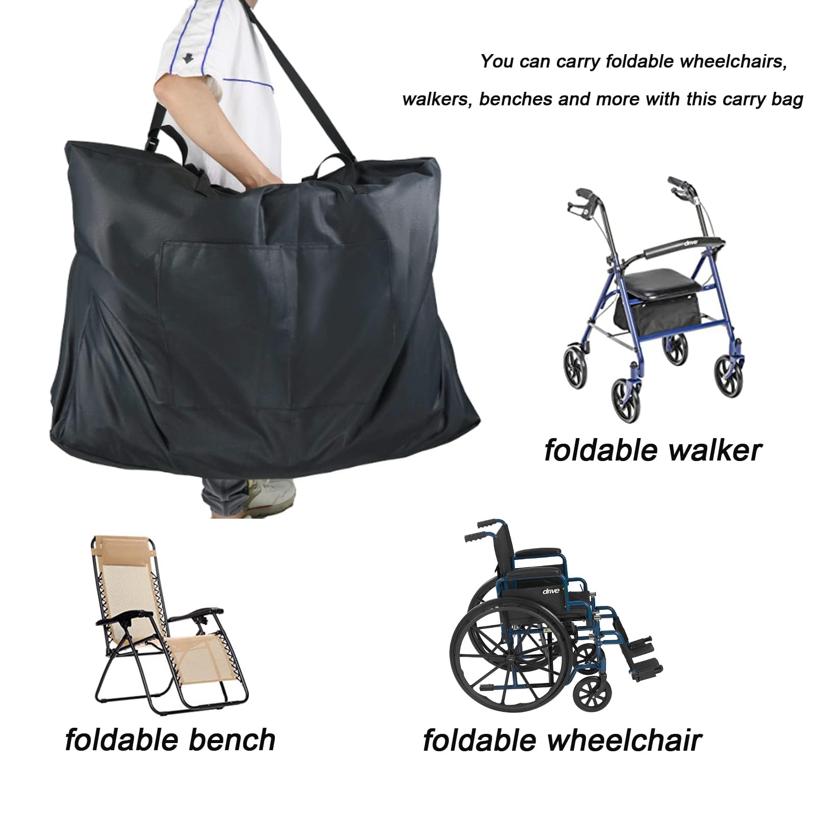 Waterproof Rollator Travel Bag for Folding Walker - Universal Wheelchair Transport Chair Accessory | Perfect for Air Travel, Shopping & Outdoor Adventures