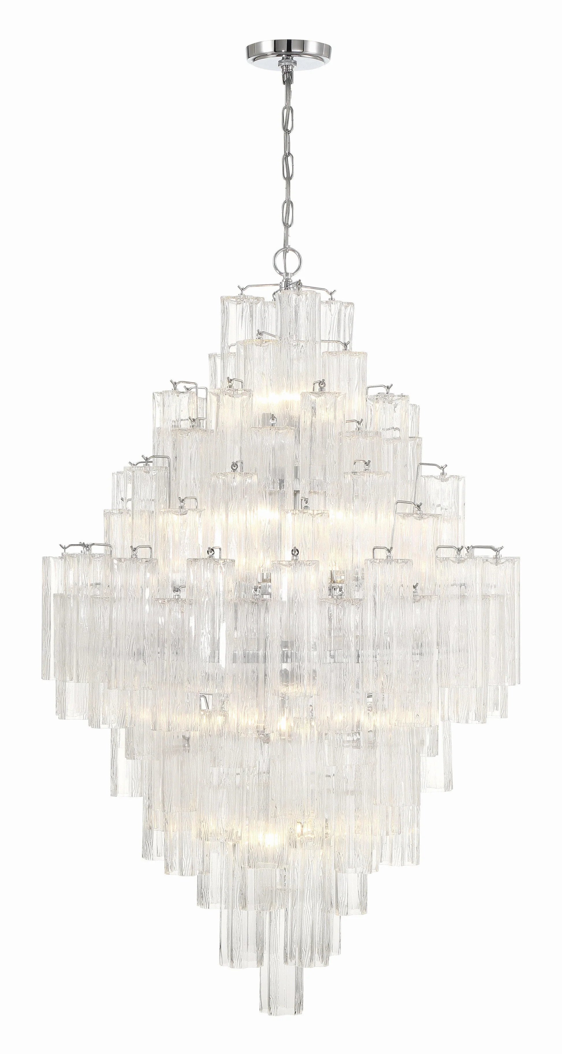 Addis Diamond Chandelier 49 Inch Height - Modern Crystal Ceiling Light Fixture for Dining Room, Living Room, Bedroom & Entryway