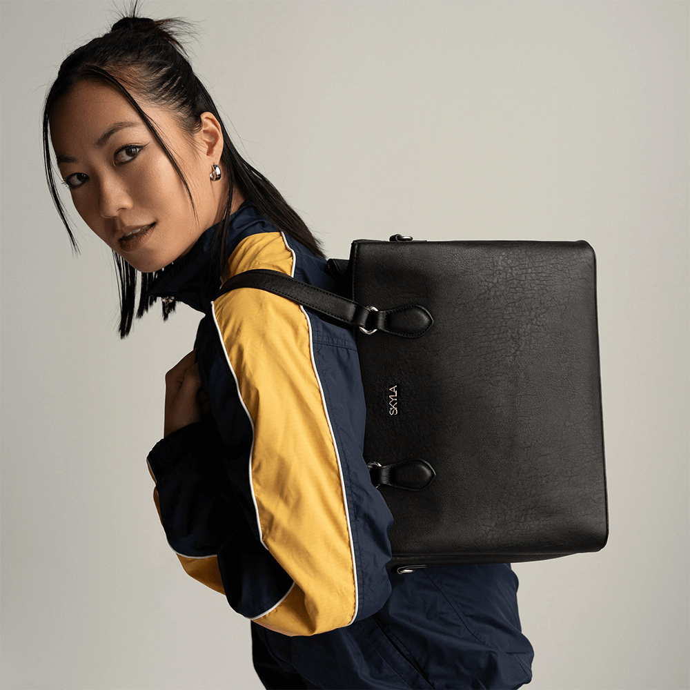 Tanya Vegan Leather Shoulder Bag for Women | Black Crossbody Purse | Stylish & Eco-Friendly Handbag for Work, Travel & Everyday Use