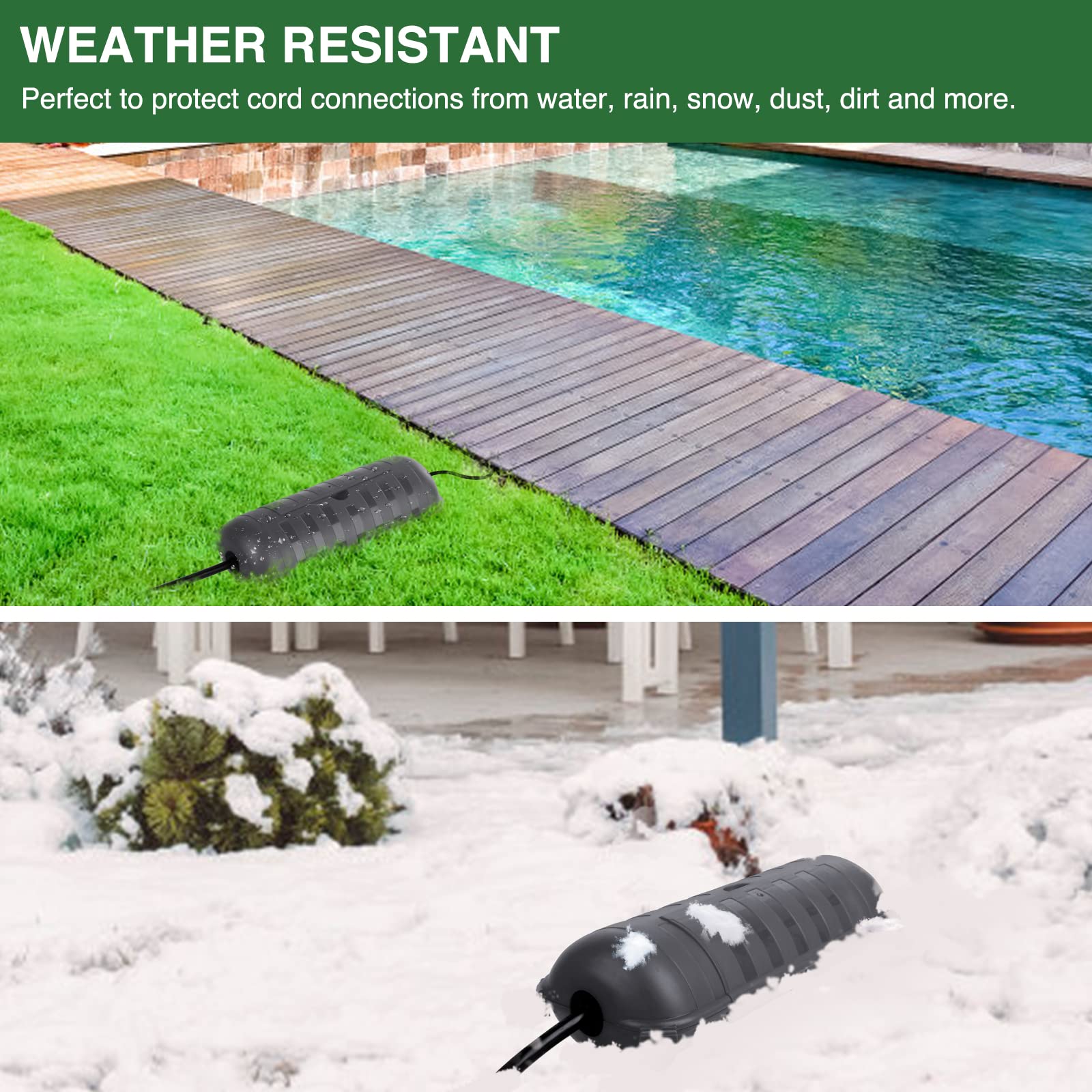 **Waterproof Outdoor Electrical Box - Weatherproof Extension Cord Cover with Large Compartment for Right Angle & Straight Plugs, Outlets, Sockets & Holiday Lights (Gray) - Ideal for Patio, Garden & Christmas Decorations**