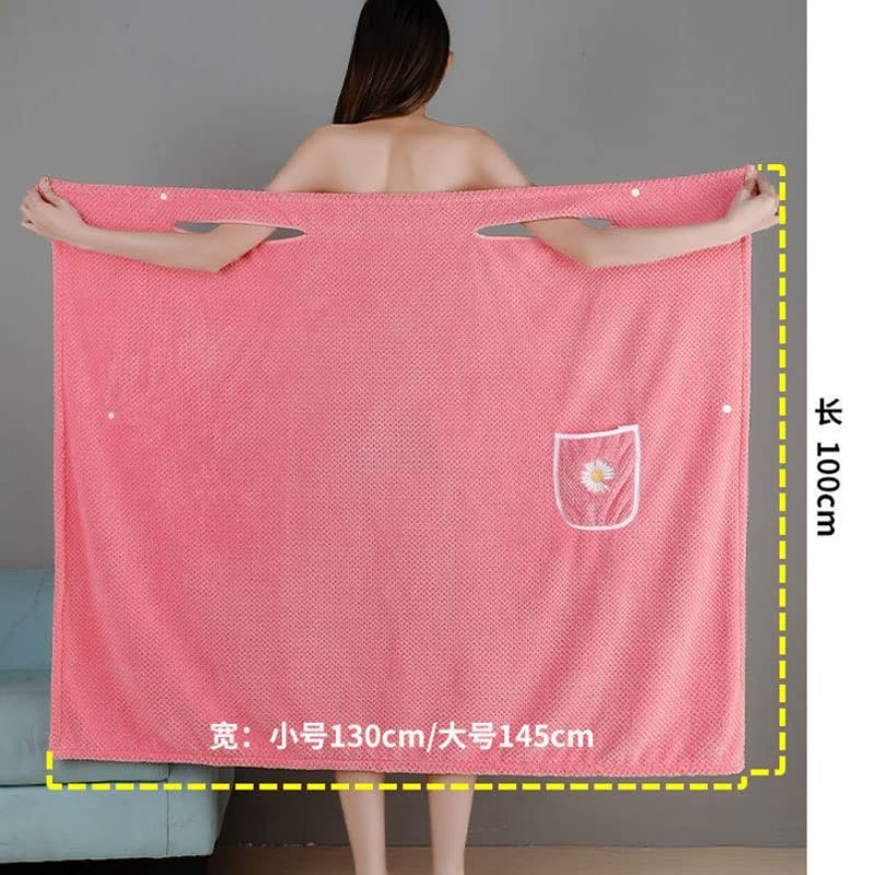 Soft Pink Long Bath Towel Wrap for Women - Lightweight & Washable Bathrobe, Small Size - Perfect for Spa, Beach & Lounging at Home