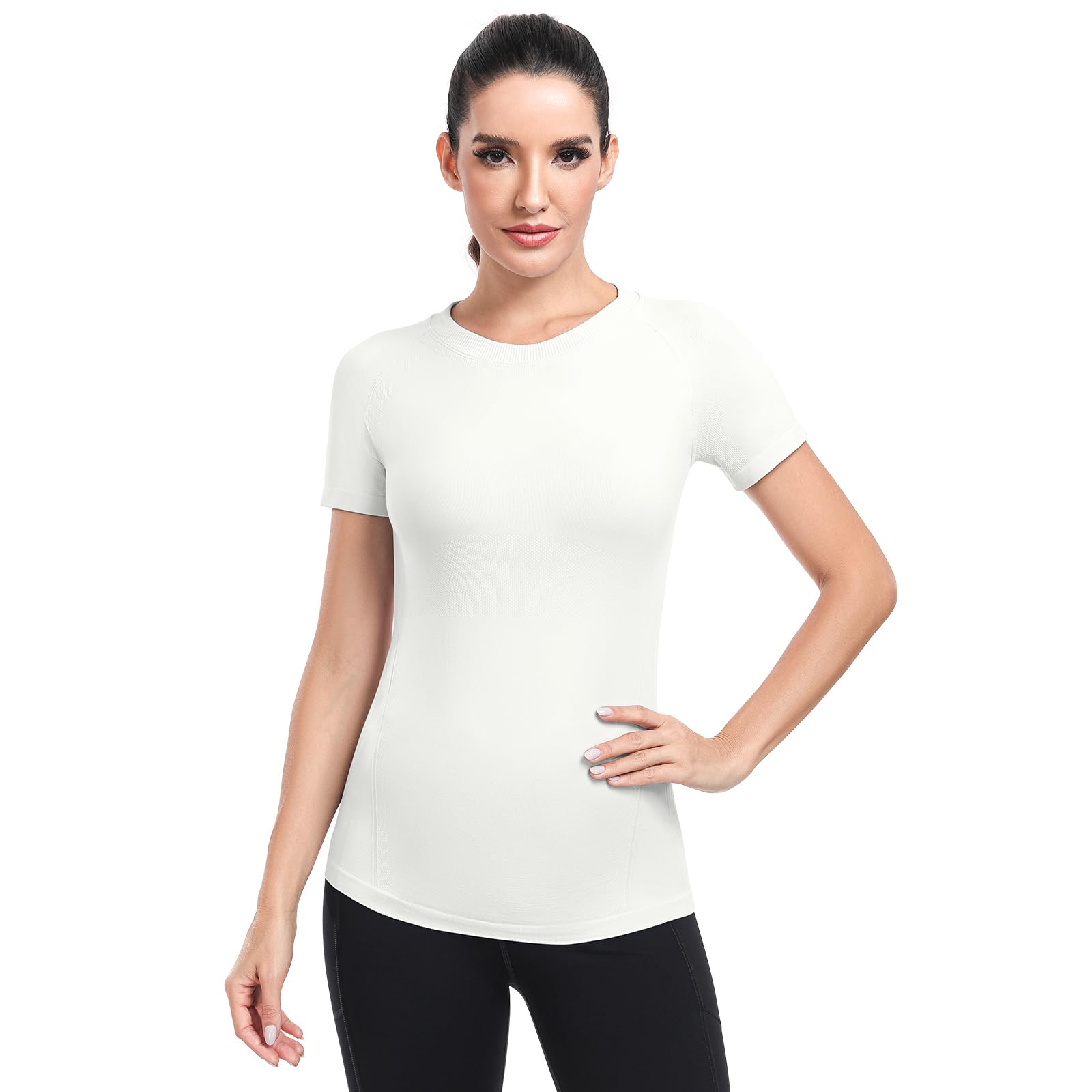 WANAYOU 2 Pack Women's Workout Shirts - Short Sleeve Breathable Yoga Tops for Athletic Gym & Fitness Training | Perfect for Yoga, Running, and Gym Workouts