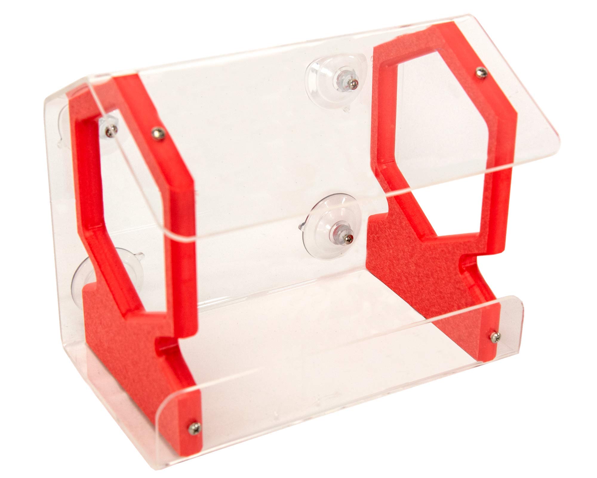 JCs Wildlife Geometric Diner 9 Window Bird Feeder - Easy to Clean & Fill, 3 Cup Capacity - Clear Acrylic with Strong Suction Cups for Any Window Mount - Attract Birds to Your Home or Office (Red)