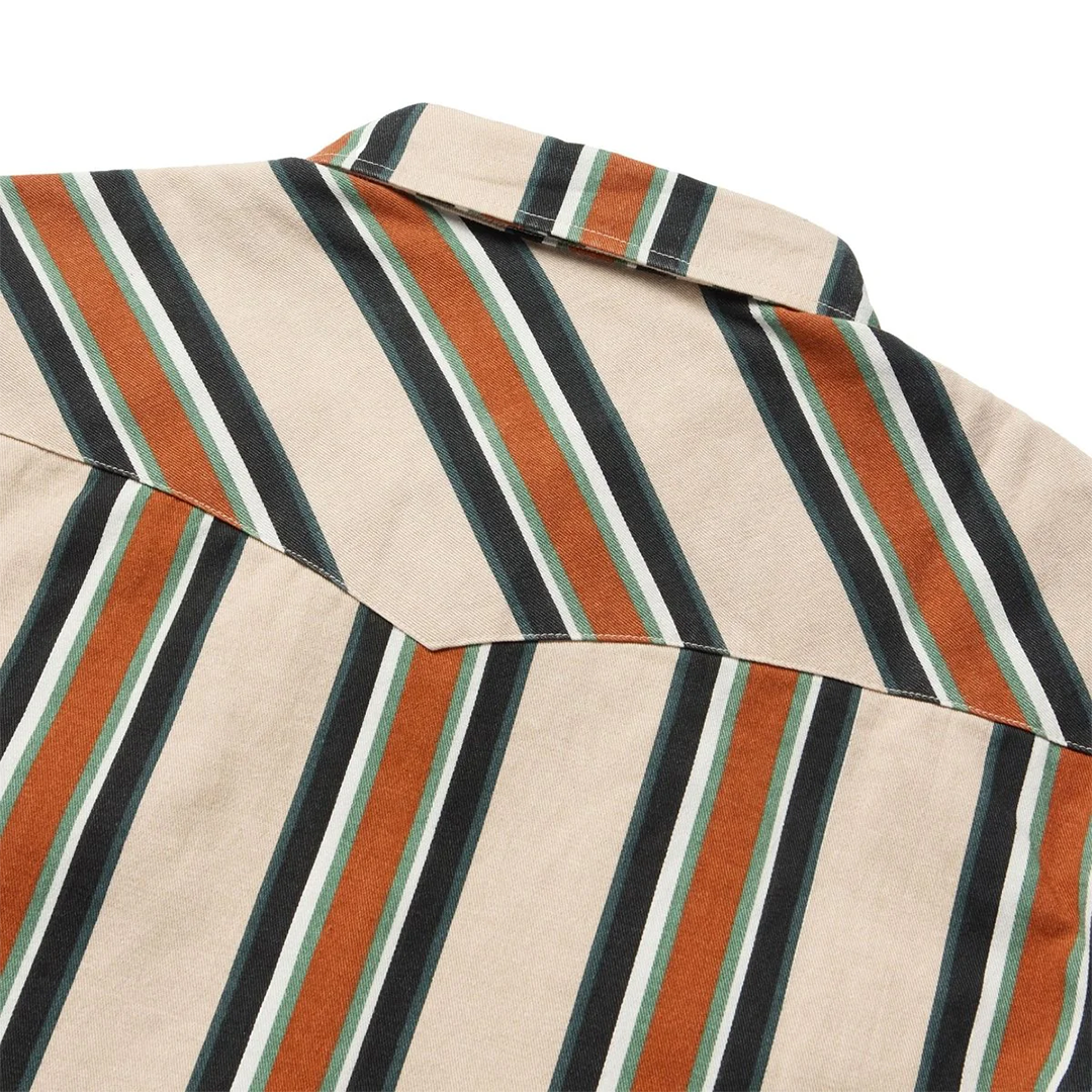 Seager Amarillo Short Sleeve Shirt - Stone Stripe Casual Button Down for Men | Perfect for Office, Travel & Outdoor Activities