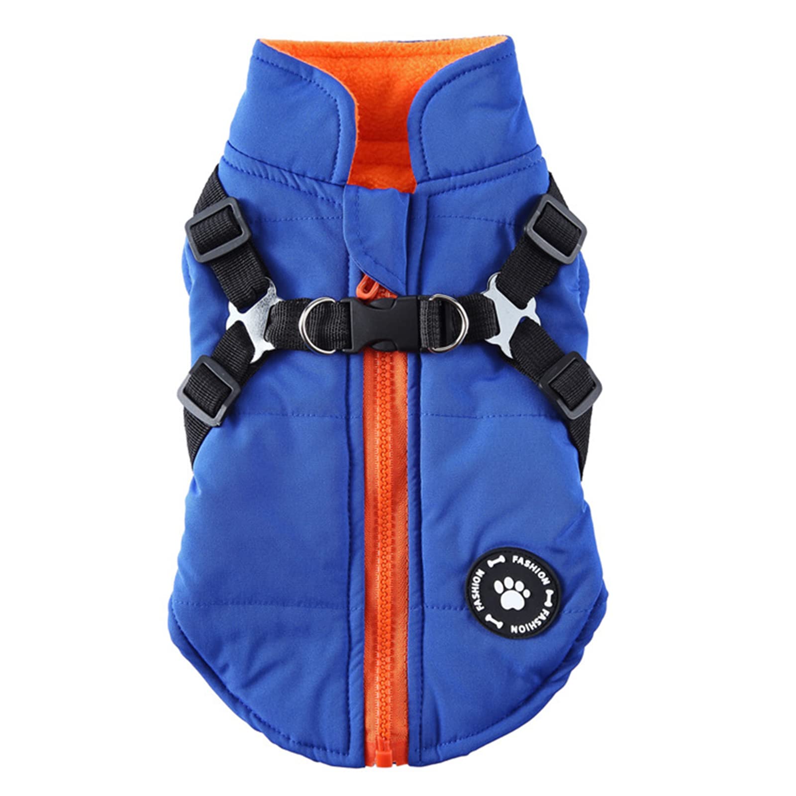 Dog Winter Coat with Zipper - Warm Fleece Jacket & Harness Vest for Small Medium Dogs (XS, Blue) - Perfect for Cold Weather Walks & Outdoor Adventures