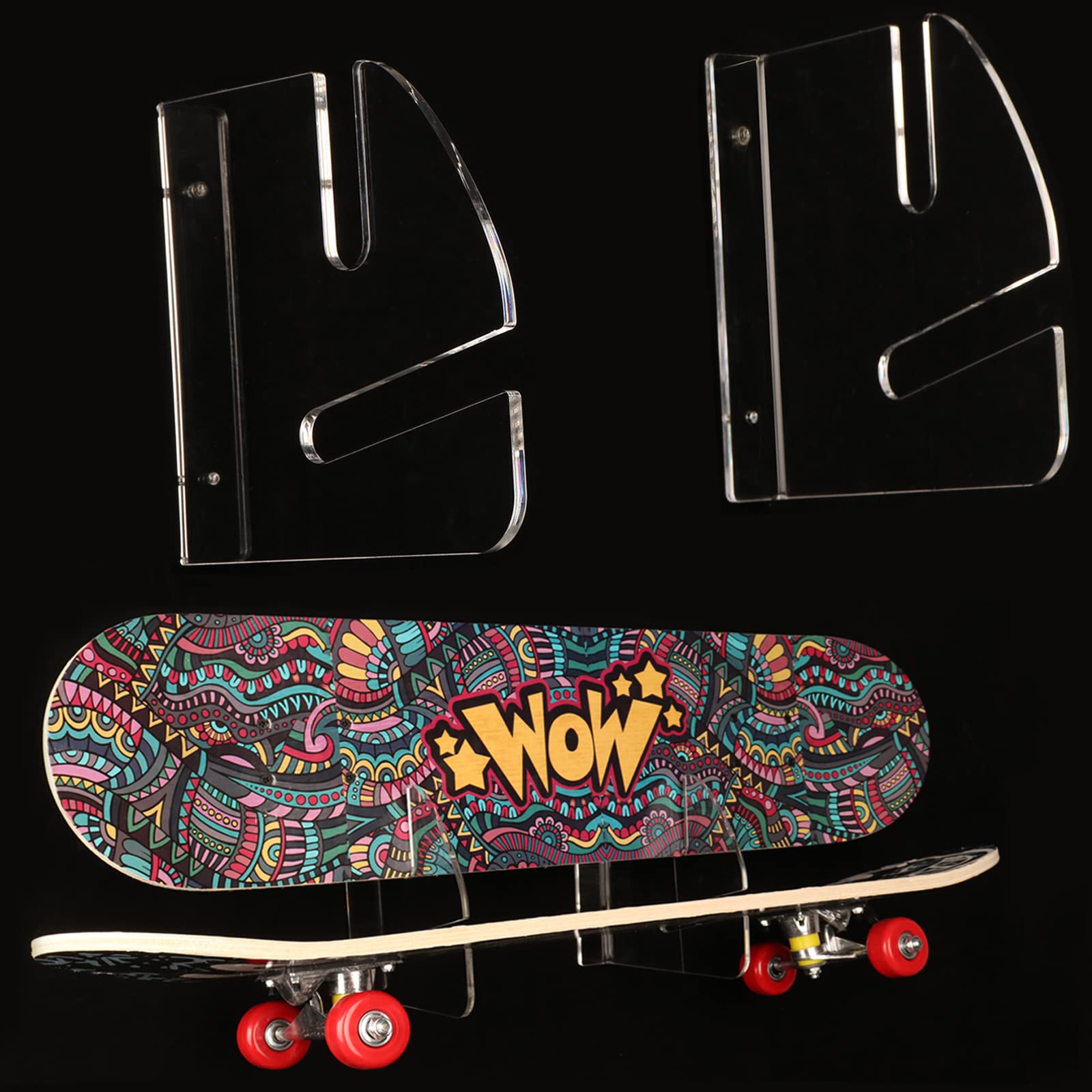 Double Layer Skateboard Wall Rack - Transparent Storage for Home & Shop Display