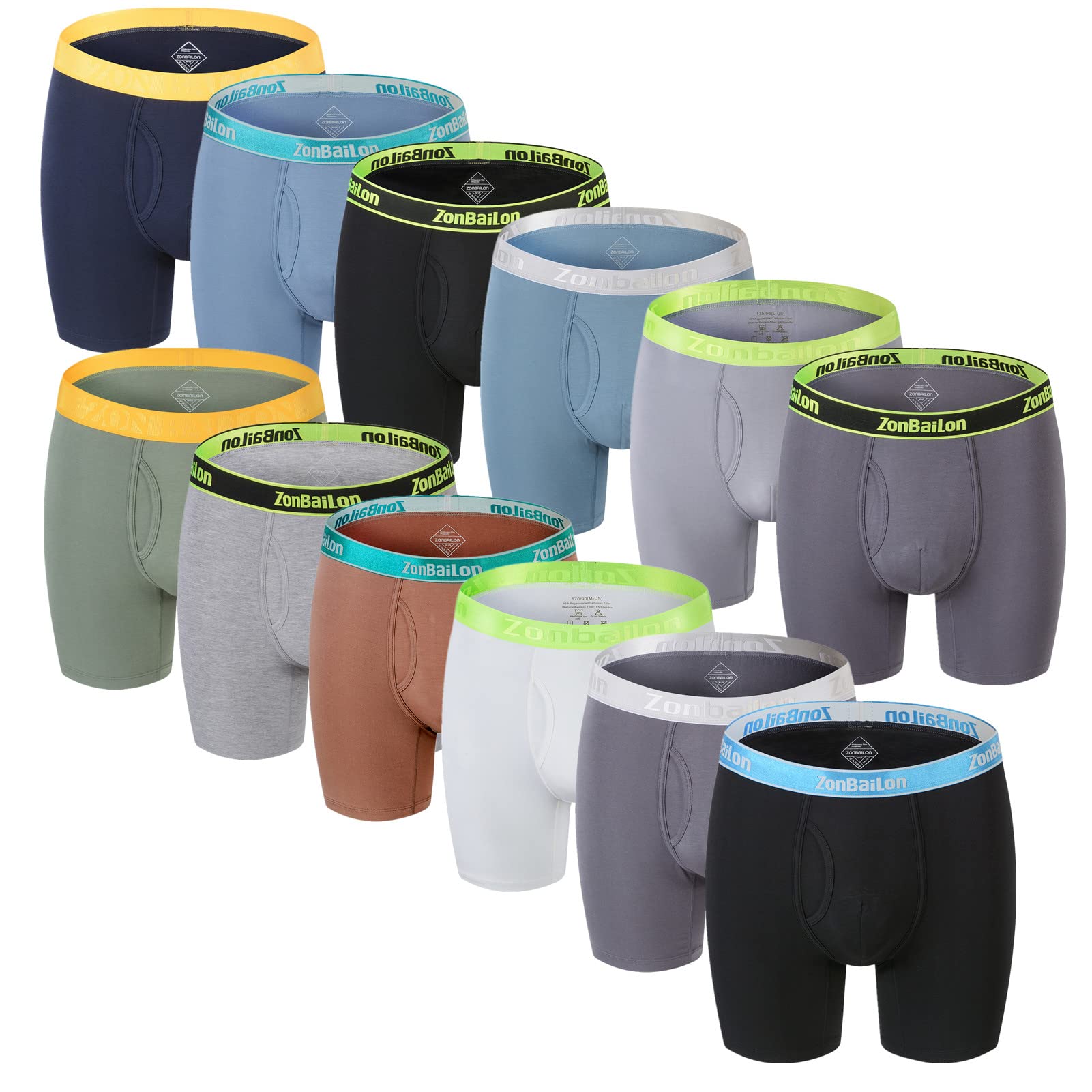 **ZONBAILON Men's Bamboo Boxer Briefs 6-Pack - Ultra Soft, Breathable & Cooling Underwear for Big & Tall - Sizes M-3XL - Perfect for Workout, Travel & Everyday Comfort**