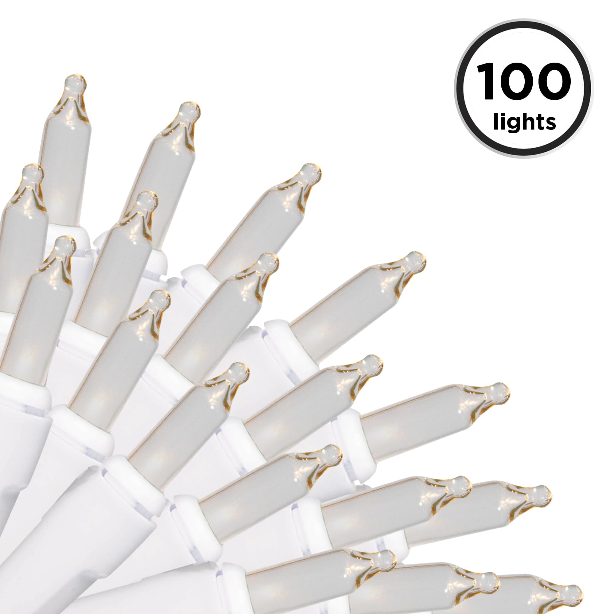 Brite Star 100-Count Mini Clear Christmas String Lights - 22ft Indoor/Outdoor Holiday Lights with White Wire for Christmas Trees, Home Decor, and Party Lighting