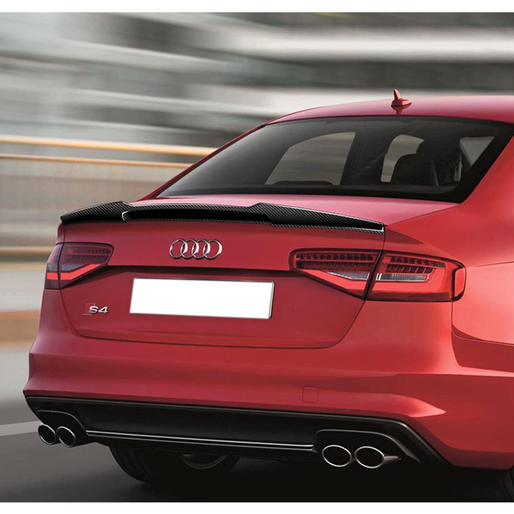 Q1-Tech Carbon Fiber Trunk Spoiler Wing for 2013-2016 Audi A4/A4 Quattro B8.5 Sedan - V-Style Rear Lip Spoiler (2014-2015 Models) - Enhances Aerodynamics & Sporty Look for Street Racing & Car Shows