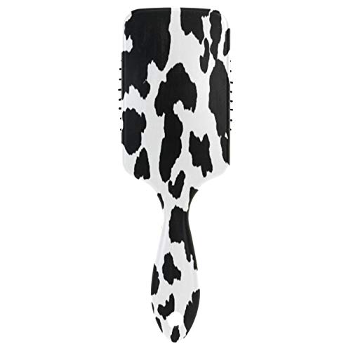 Cow Print Hair Brush - Nylon Paddle Hairbrush with Air Cushion for Detangling & Massage - Smoothing Brush for Thick, Curly, Wet or Dry Hair - Perfect for Women, Men & Kids - Great for Home, Travel & Salon Use