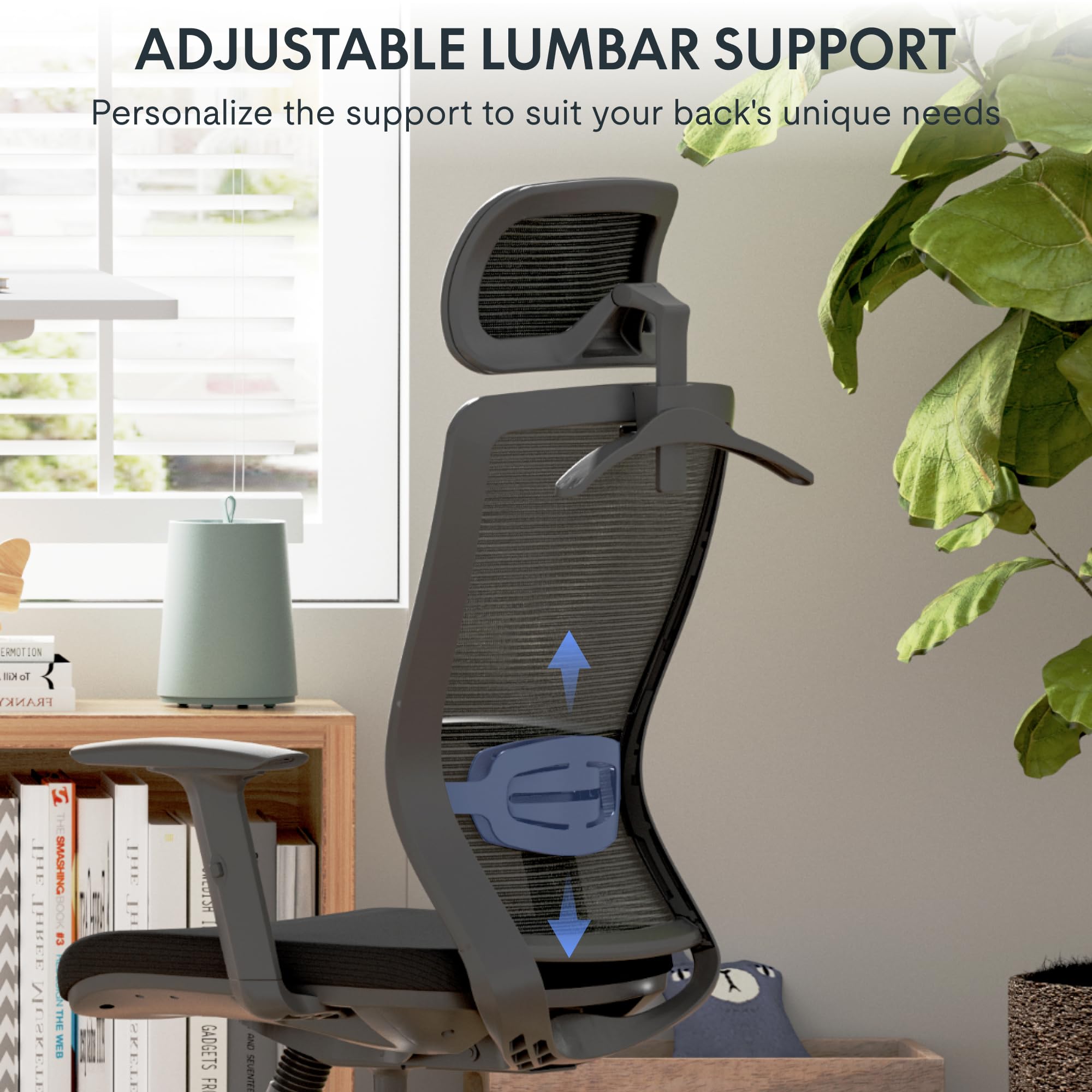 FLEXISPOT Ergonomic Office Chair with Lumbar Support - Comfortable Computer Desk Chair with Thick Seat Cushion - Big & Tall Adjustable Chair for Home Office, Study, or Bedroom (Black) - Ideal for Long Work Hours and Gaming Sessions