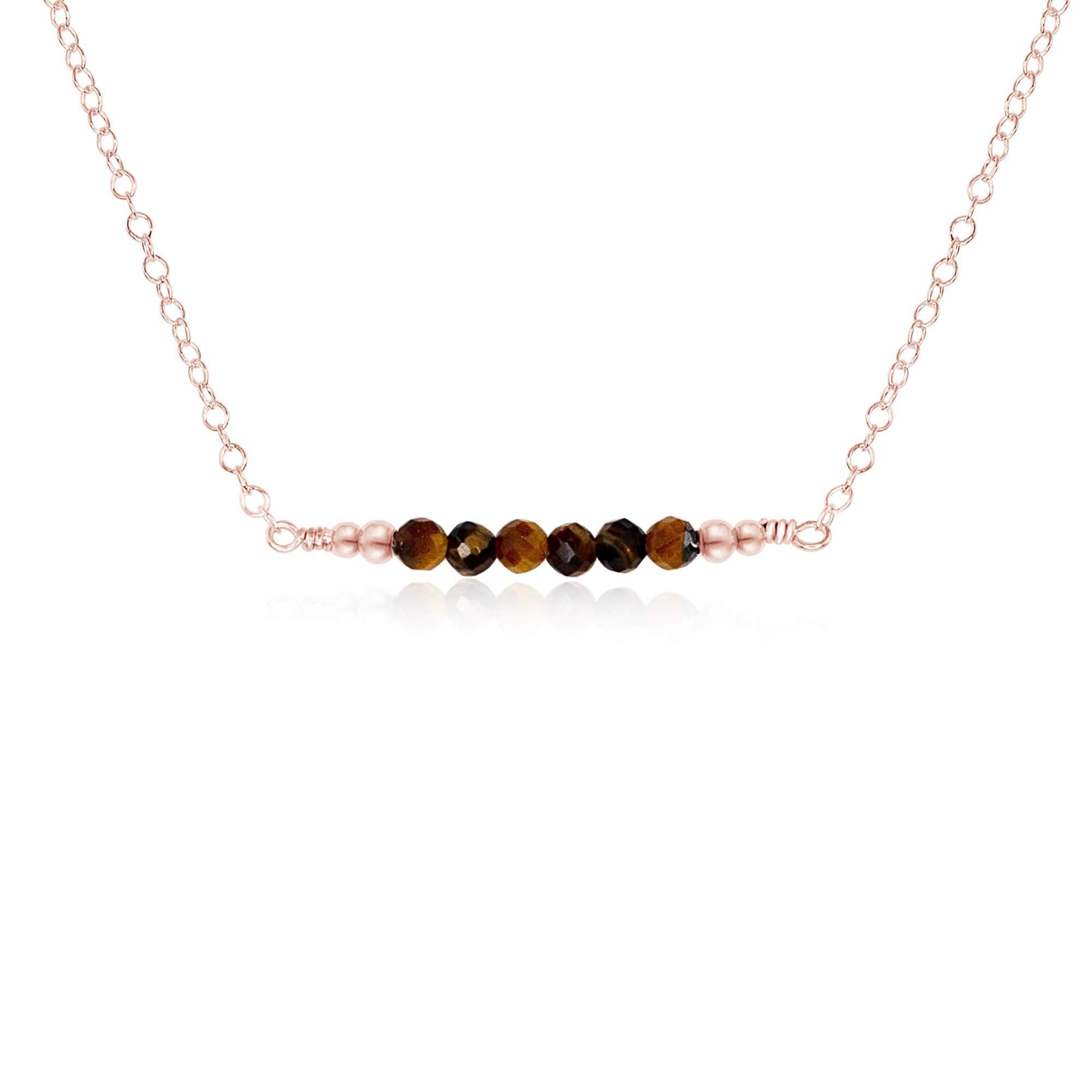 Sparkling Tiger's Eye Faceted Bead Bar Necklace - Elegant Gemstone Jewelry for Women | Perfect for Office Wear, Date Nights & Special Occasions