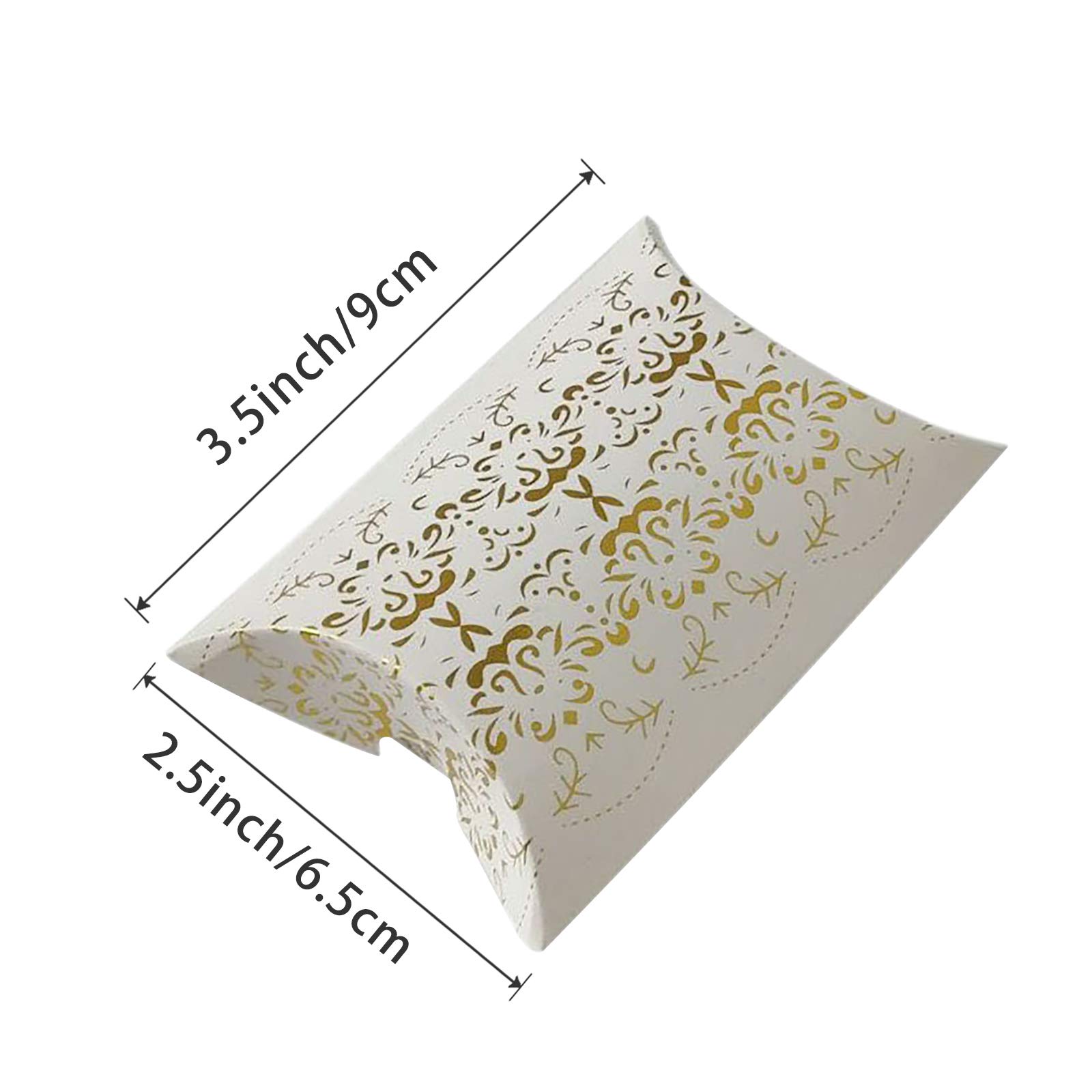 50 Pack Gold Paper Gift Pillow Boxes for Candy, Chocolate & Pie - Elegant Wedding, Christmas Party Favor Bags & Gift Wrapping Pouches - Perfect for Holiday Treats, Bridal Showers & Birthday Celebrations