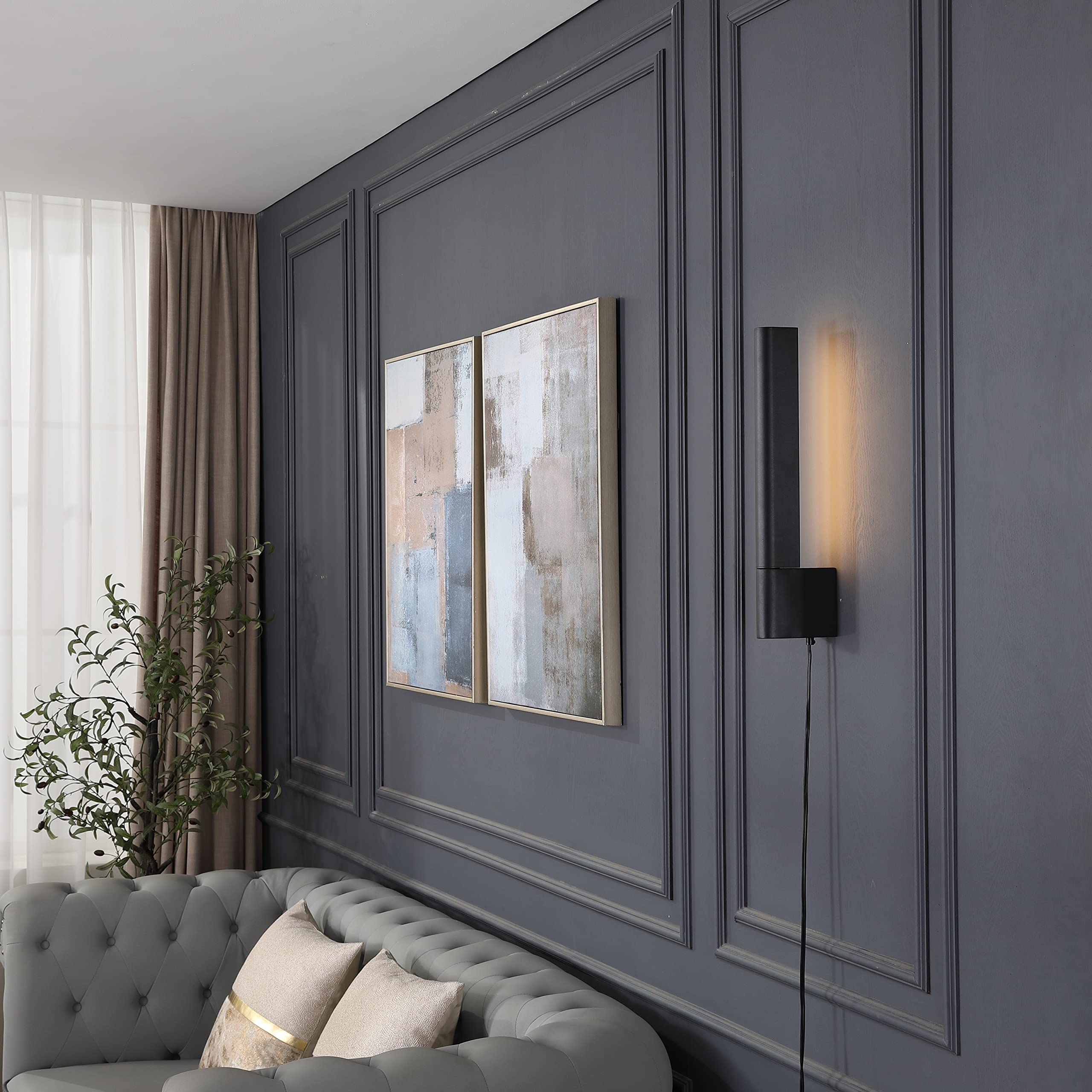 Modern LED Wall Sconce Light Fixture - 3000K Warm White, 620 Lumens, Black Finish - Perfect for Bedroom, Living Room, Hallway & Staircase Lighting
