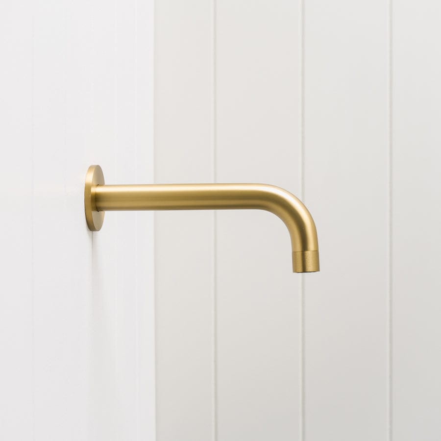 Sydney Wall Spout Brushed Brass - Premium Bathroom Faucet for Modern Sink & Vanity - Perfect for Home, Hotel, and Spa Decor
