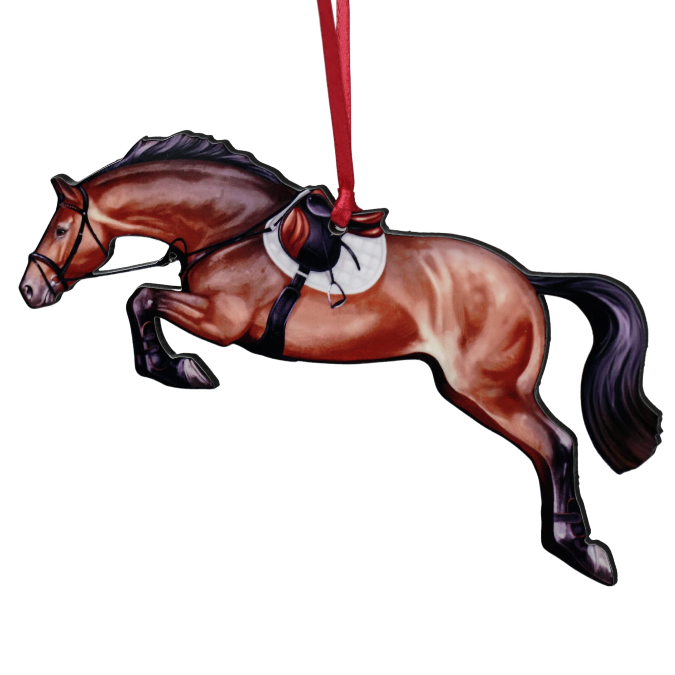 Hunter Jumper Horse Christmas Ornament - Handcrafted Bay Sport Horse Jumping Decor - Unique Equestrian Gifts for Horse Lovers | Perfect for Holiday Tree Decorations, Equestrian Party Favors & Horse Show Trophies