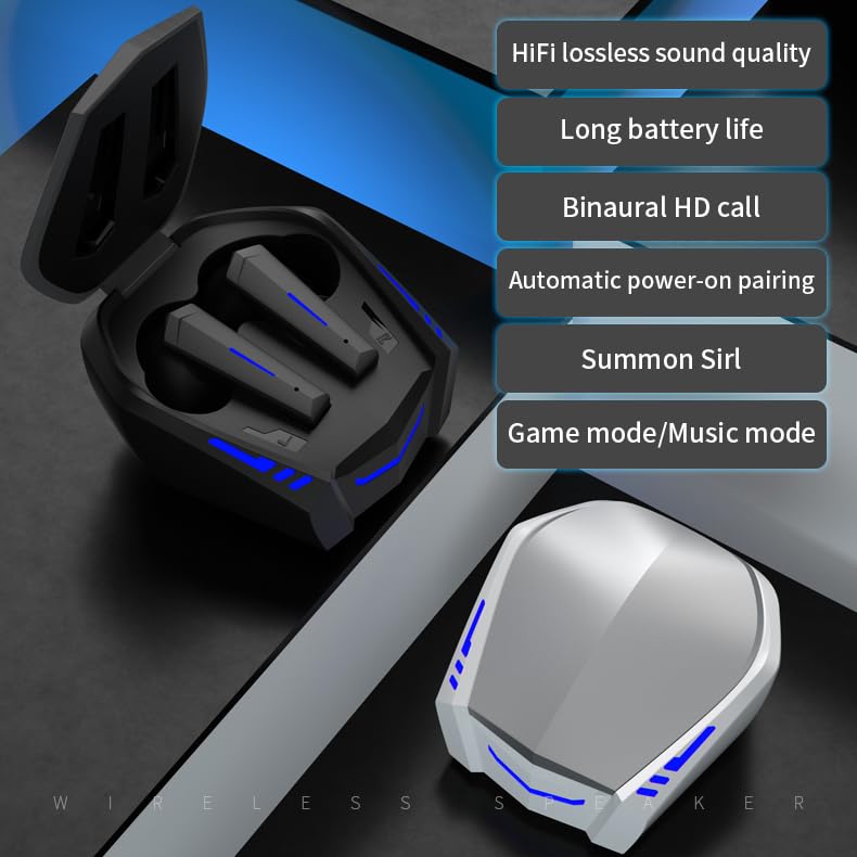 Wireless Earbuds Bluetooth 5.2 with Deep Bass, Touch Control & Noise Cancellation - IPX7 Waterproof Gaming Headphones with Built-in Mic, 18H Playtime & 65ms Low Latency for Workouts, Commuting & Online Gaming