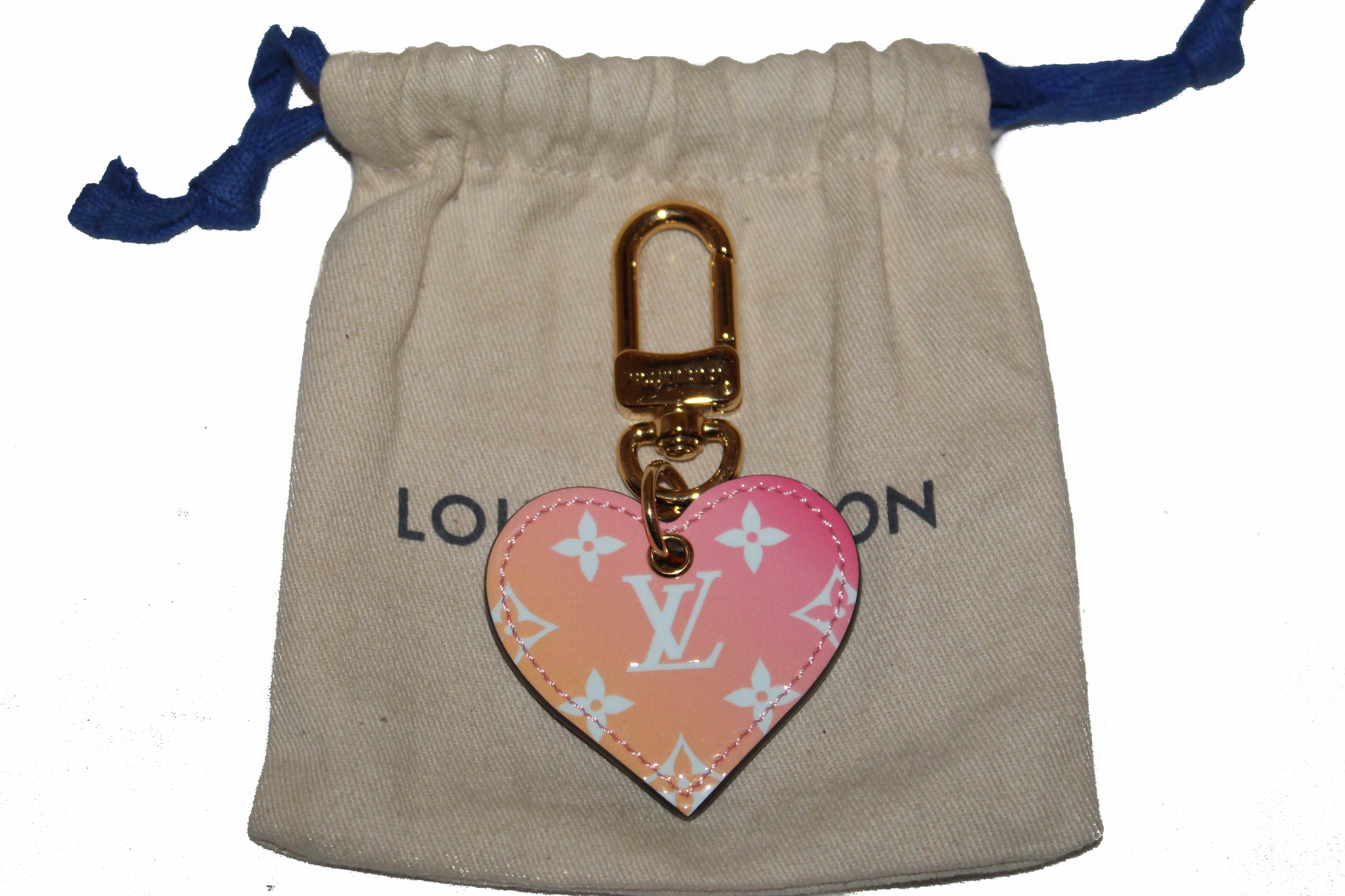 Authentic Louis Vuitton Pink Calfskin Gradient Love Lock Heart Bag Charm - Luxury Handbag Accessory for Women, Perfect for Valentine's Day Gift & Everyday Fashion Statement